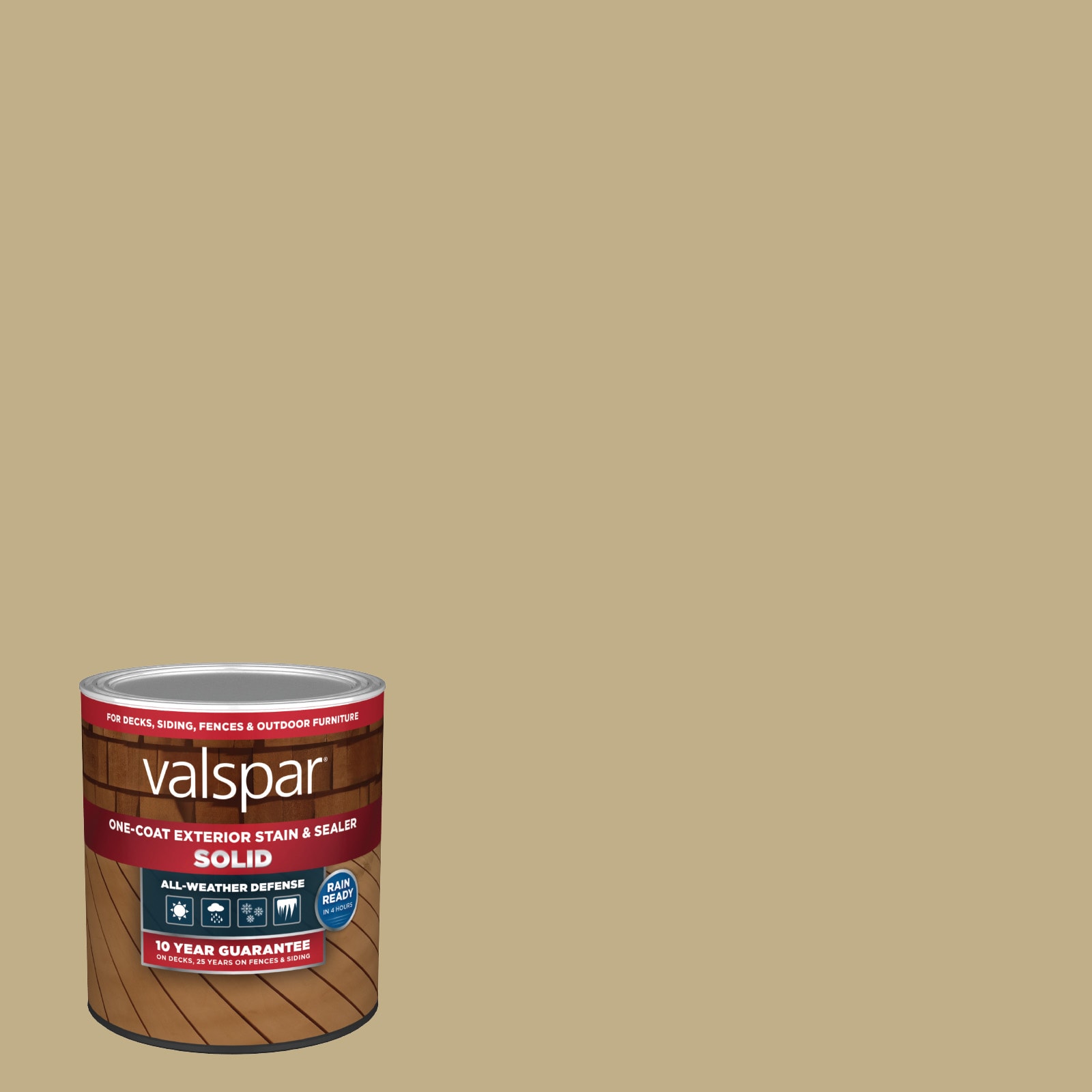 Valspar GREIGE-1028088 Greige Solid Exterior Wood Stain and Sealer in One ( 1-quart )