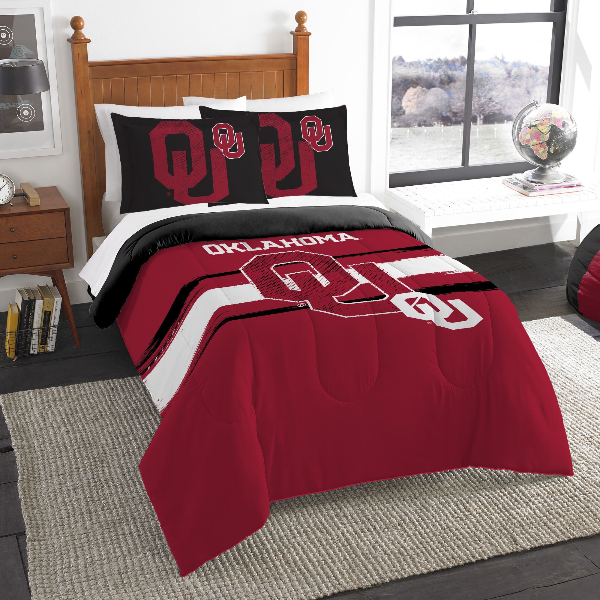 Sweet Home Collection NCAA Oklahoma Sooners Officially Licensed Comforter Pillow Sham Set Full and Queen