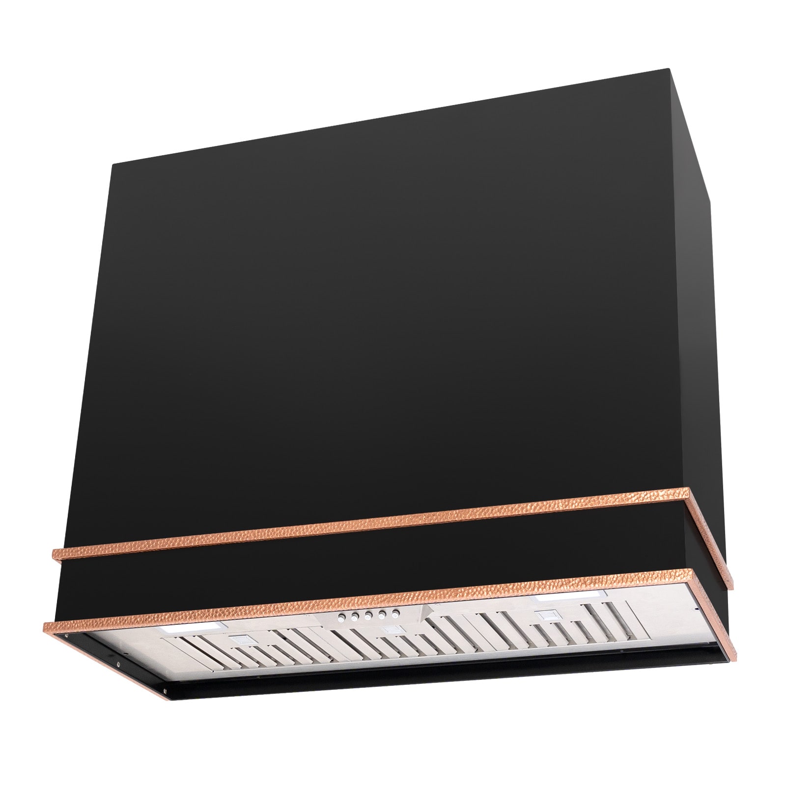 Akicon AK-HS36HB-JBC 36 inch Ducted 600-CFM Black with Copper Wall-Mounted Range Hood with Charcoal Filter