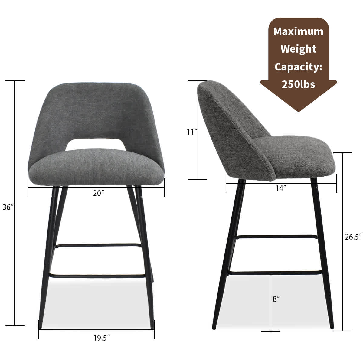 Maison Boucle EDWIN-MIDBAR-DKGR-4 stools - View #3