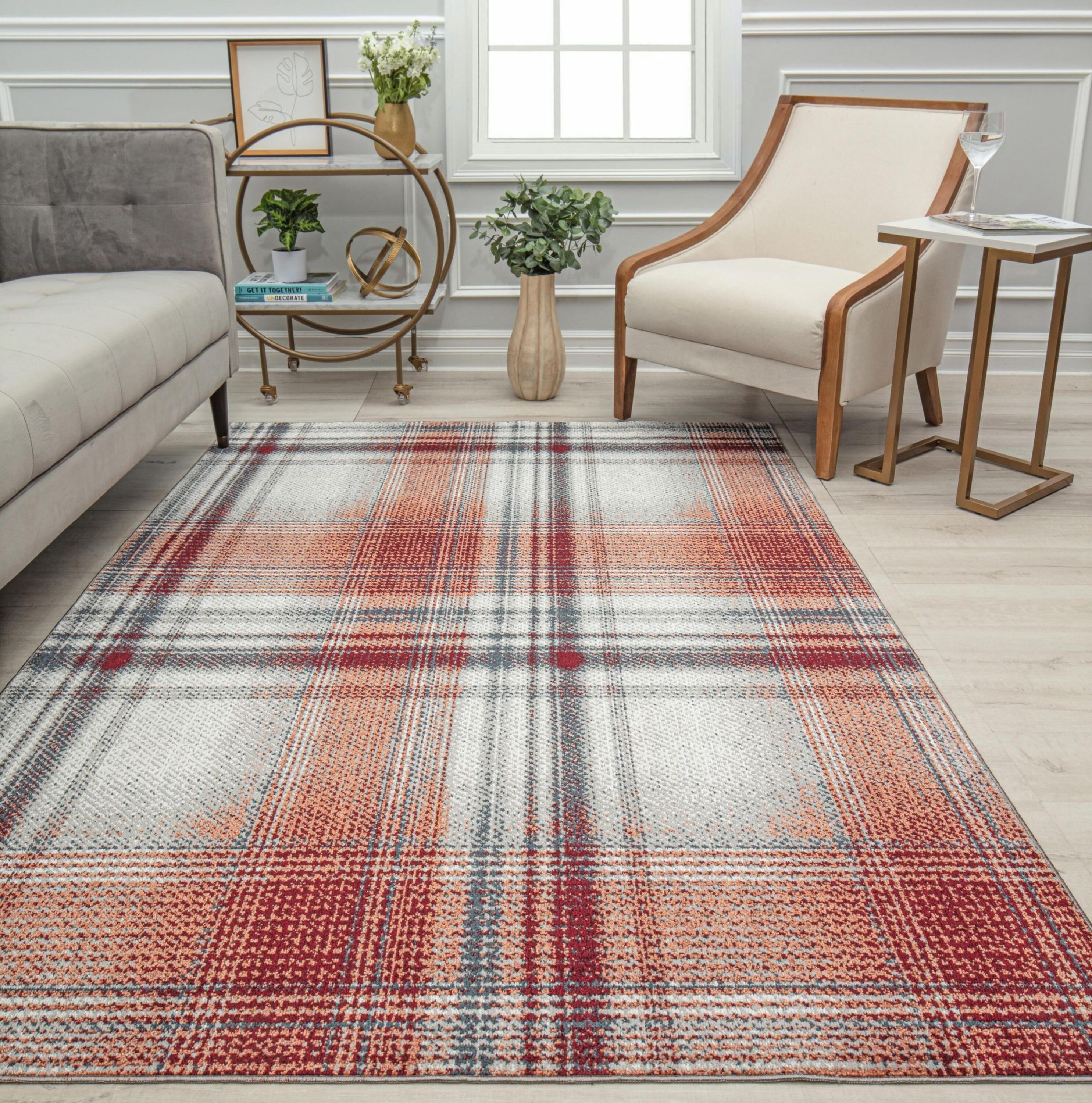 Rugs America 31685 Jada 2 x 4 (ft) Loomed Polyester Ruby Rapids Rectangular Indoor Stripe Area rug