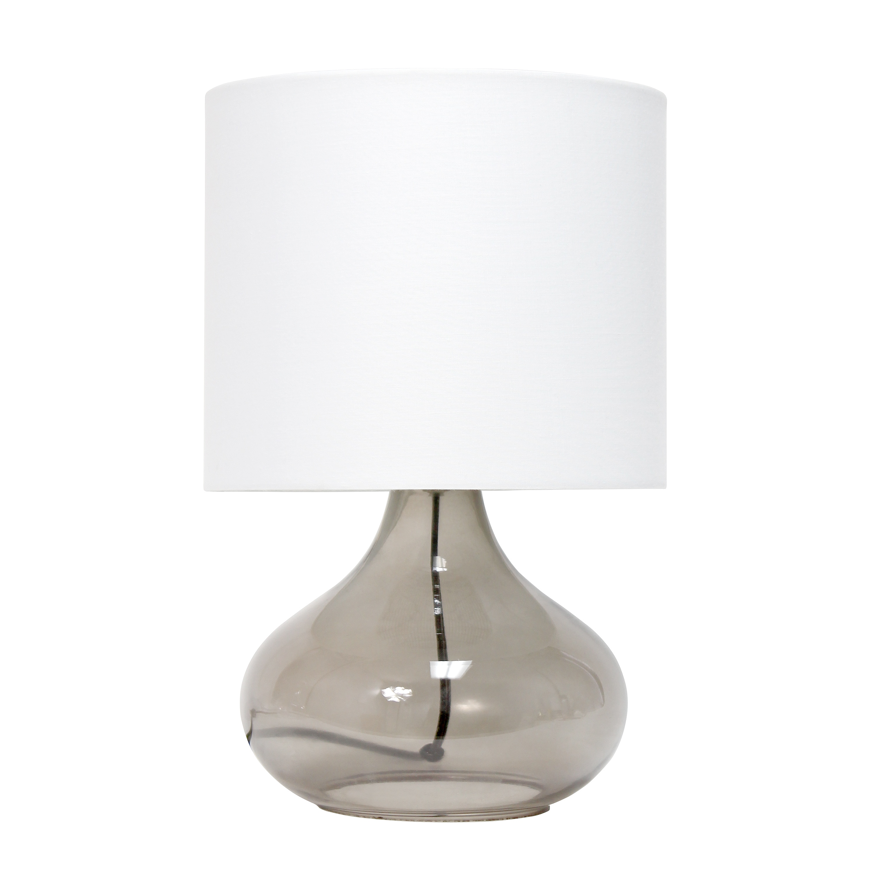 Simple Designs LT2063-SMW 13.75-in Smoke/White LED Table Lamp with Fabric Shade