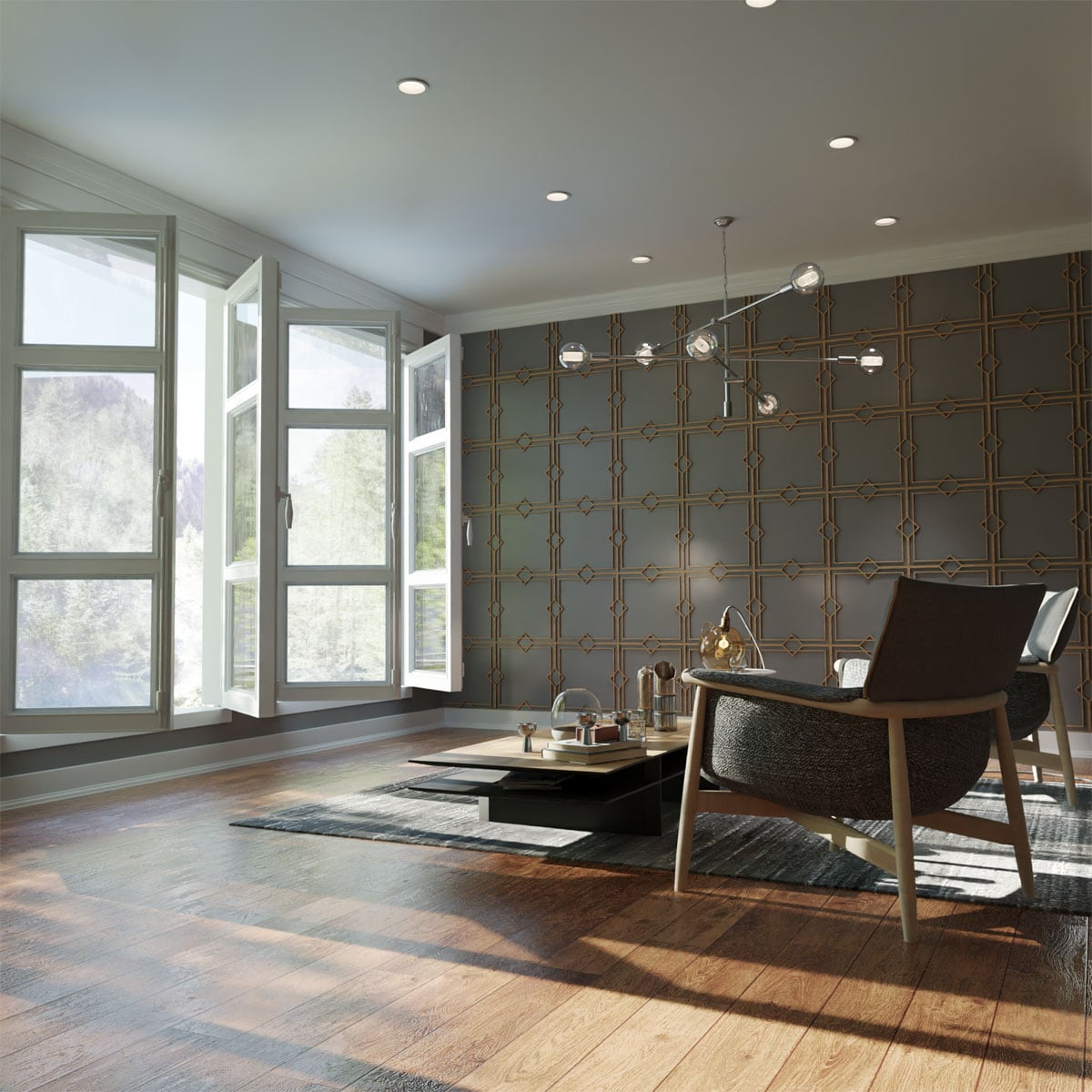 Ekena Millwork WALW16X16X0375FMGBI 15-3/8-in x 15-3/8-in Smooth Paintable/Stainable Wood Fretwork Wall Panel (
