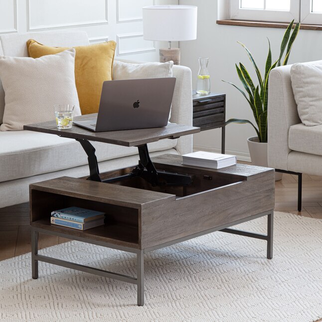 Madeleine Home Coffee Table Gray Wash, Coffee Table That Opens Up For Storage