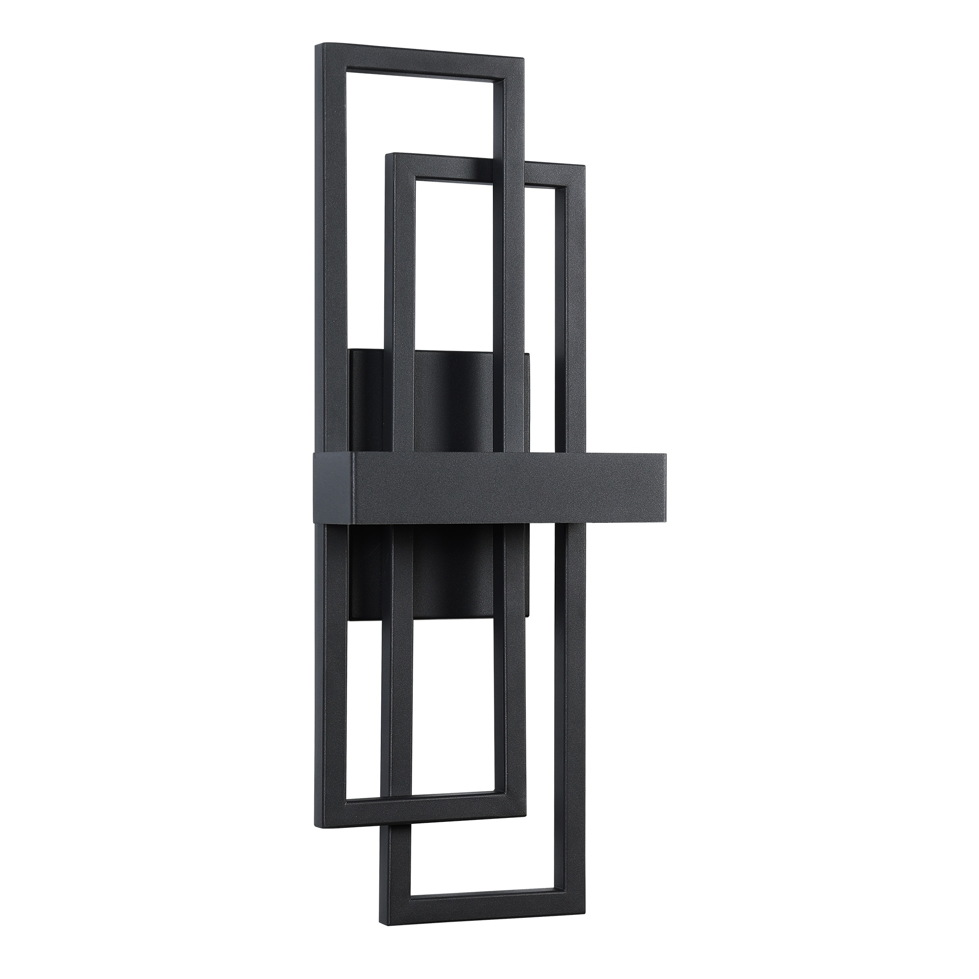 Modern Black Geometric LED Outdoor Wall Sconce, 20 Inch