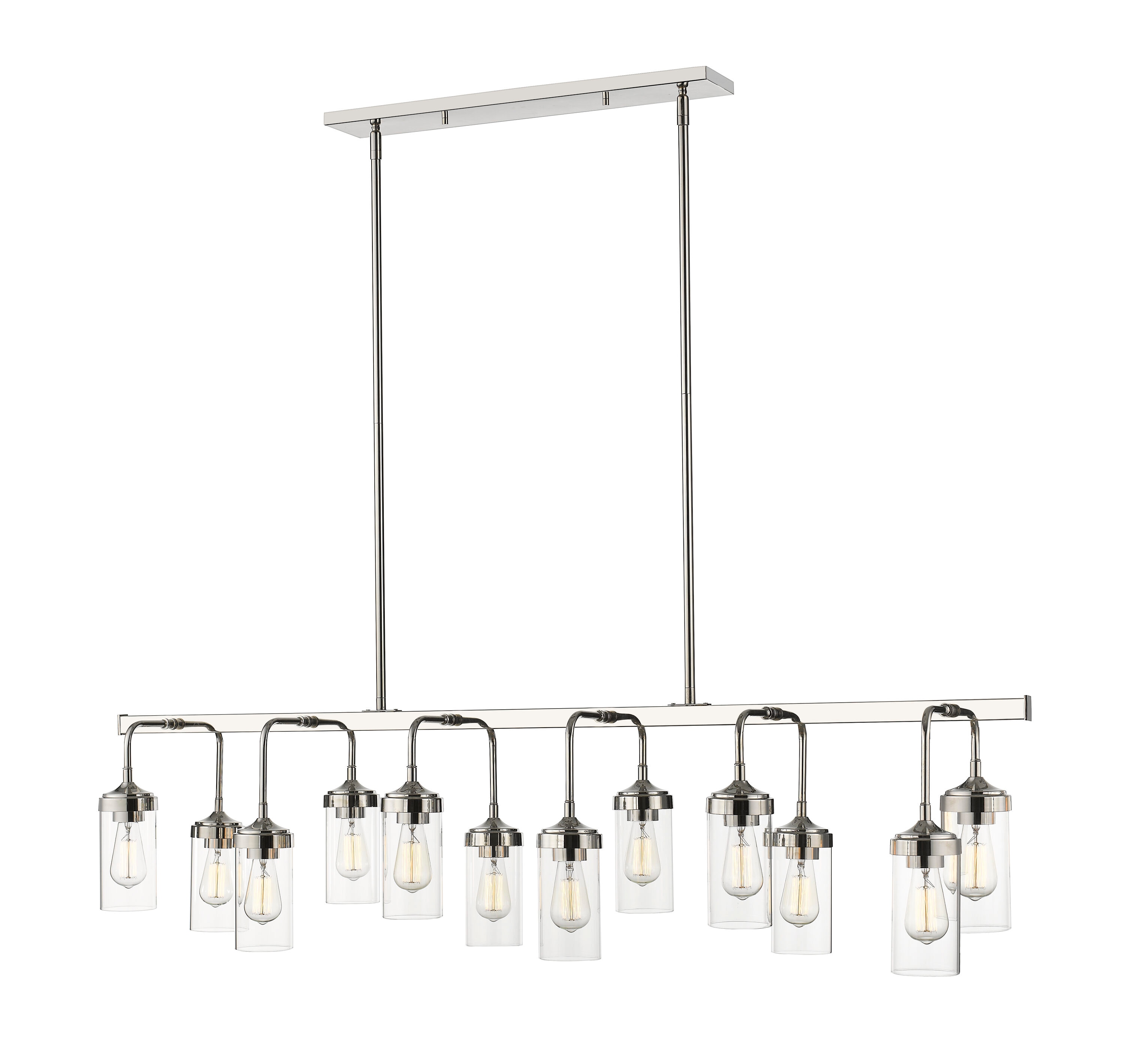 Z-Lite 617-12L-PN Calliope 12 -Light Polished Nickel Modern/contemporary Clear glass Linear Large Hanging Pendant light