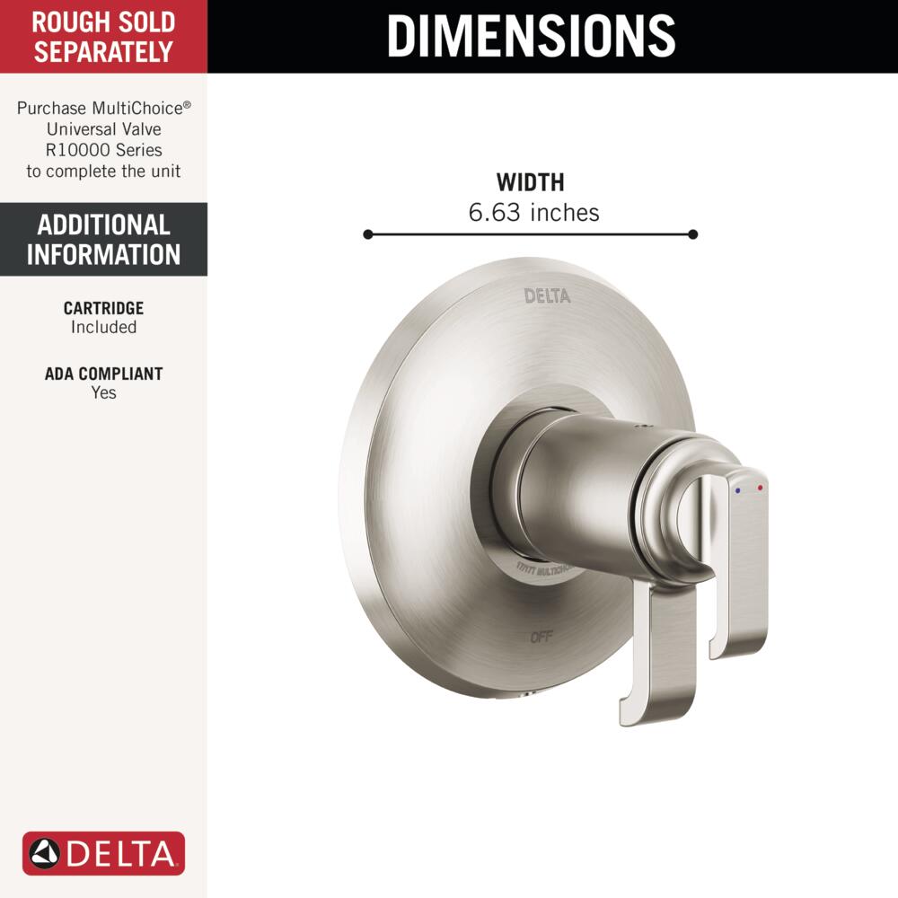 Delta Tetra Lumicoat Stainless 5.38-in Bathtub/Shower Thermostatic Trim ...