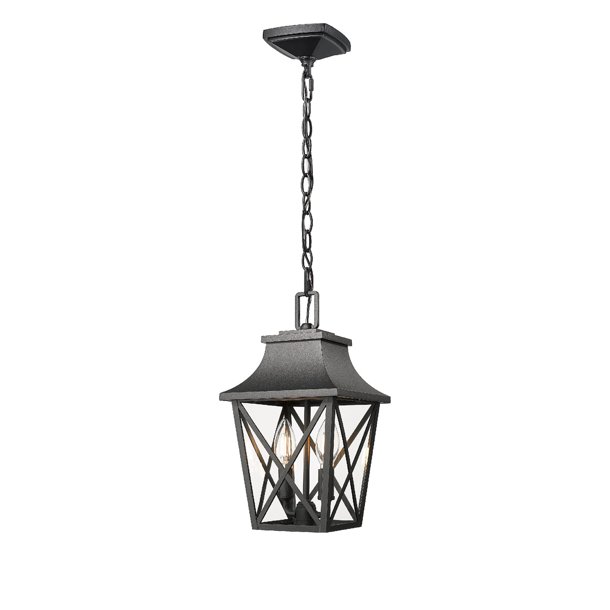 Bybafun YB5100178 2 -Light Black Modern/contemporary Clear glass Linear Integrated LED Small Indoor/Outdoor Hanging Pendant light