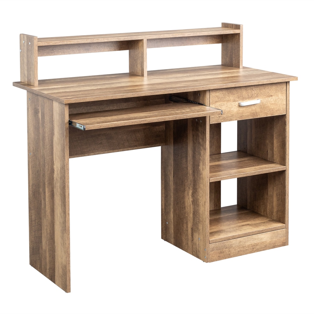 Winado LO1G52003872 43.30-in Brown Modern/Contemporary Computer desk Hutch Included