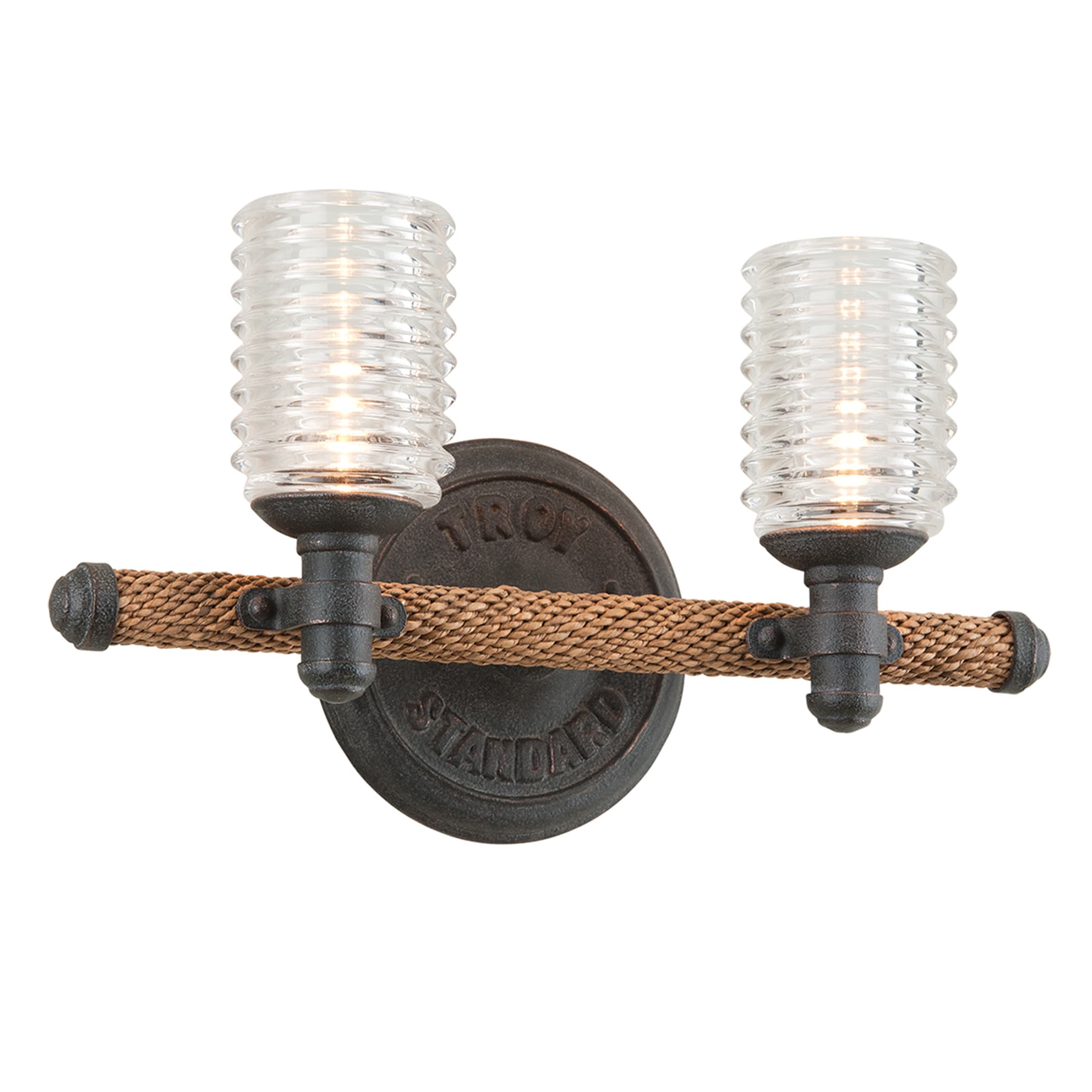 Troy Lighting B4152 Embarcadero 16-in 2-Light Shipyard Bronze Industrial Vanity Light