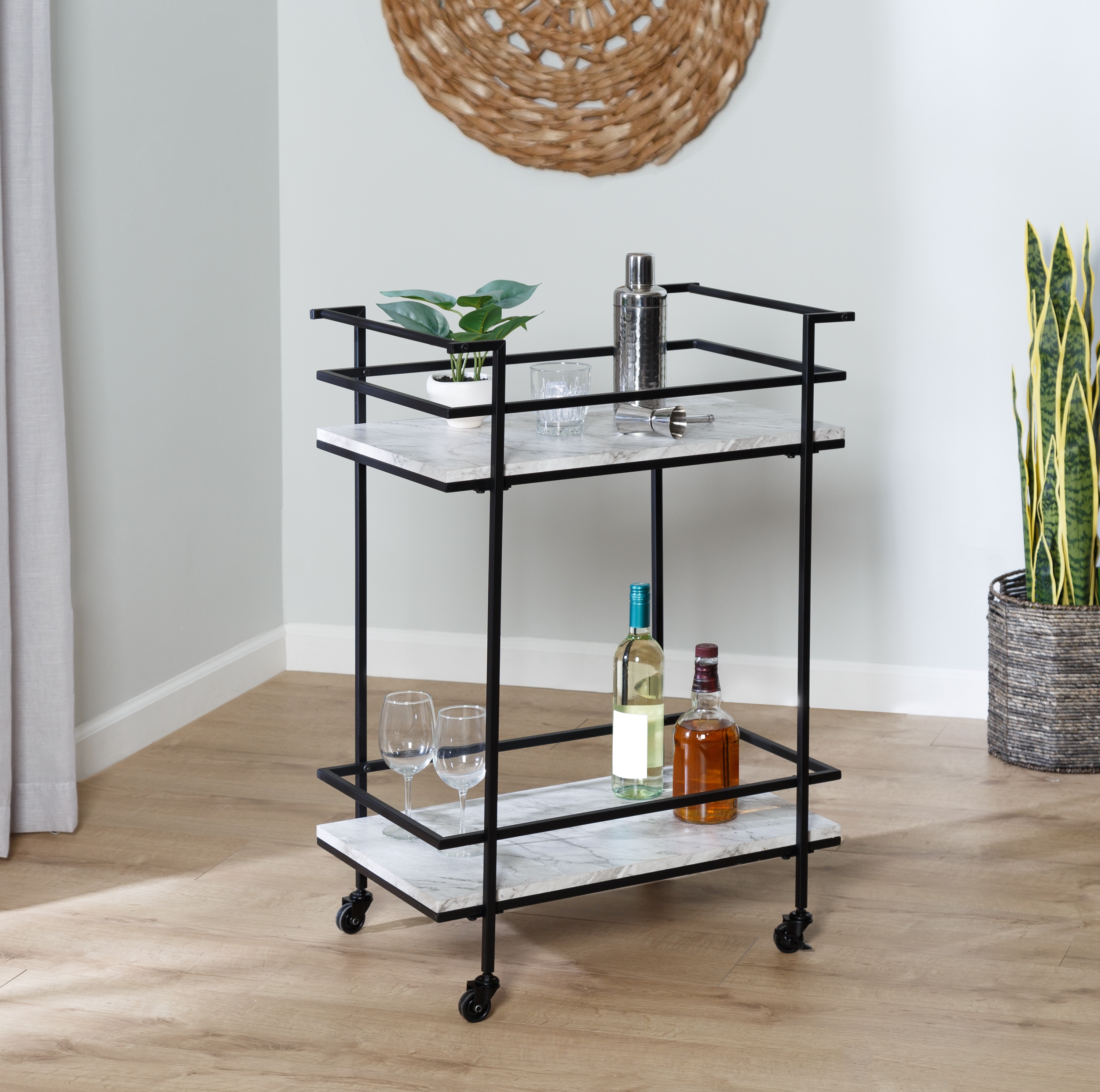 Honey-Can-Do 2-Shelf MDF Wheeled Extendable Craft Storage Cart in