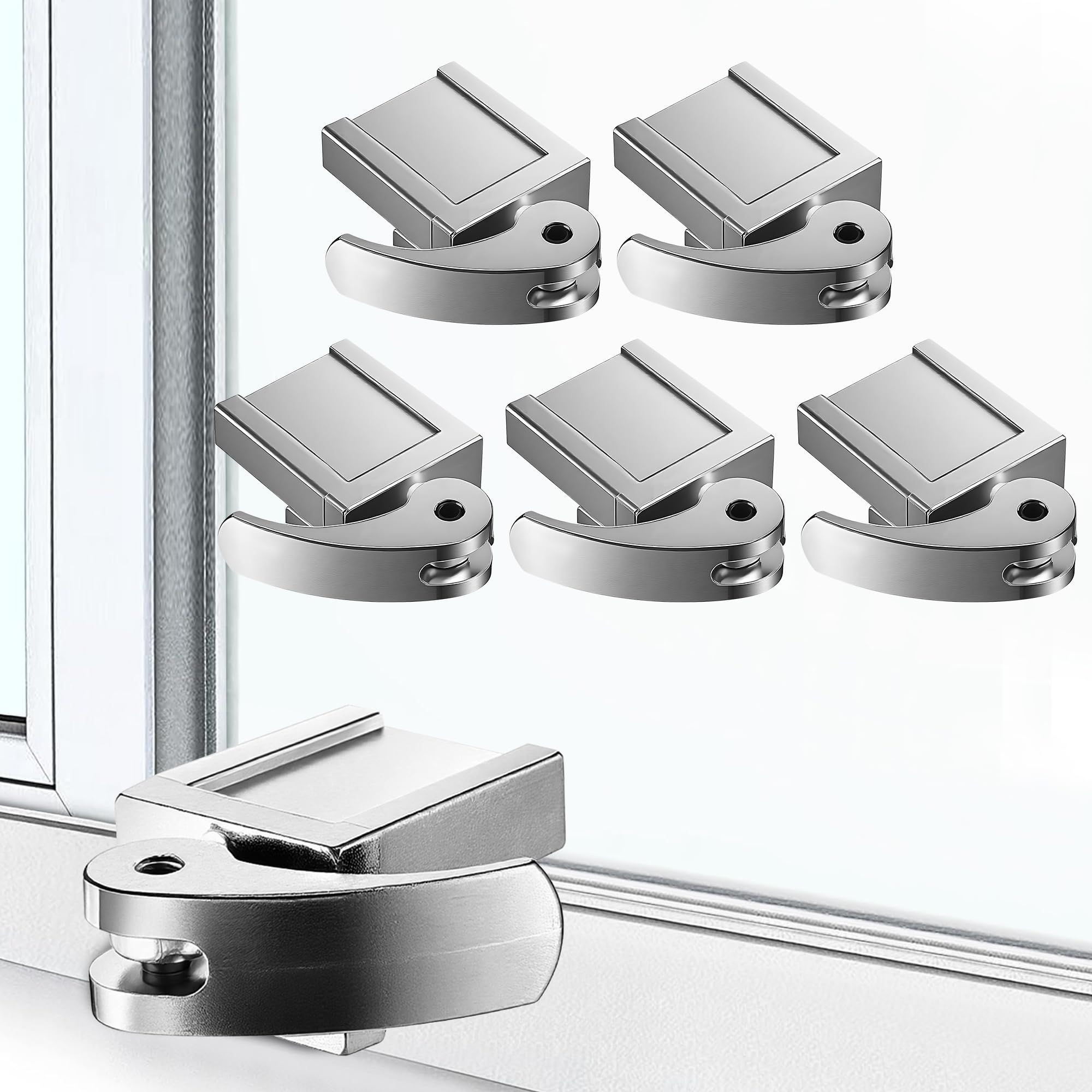 LAIFUCAM  5 Pack Sliding Window Locks Adjustable Security for Vertical and Horizontal Windows Fits One Sixteenth in to Seven Eighths in Wide Rail