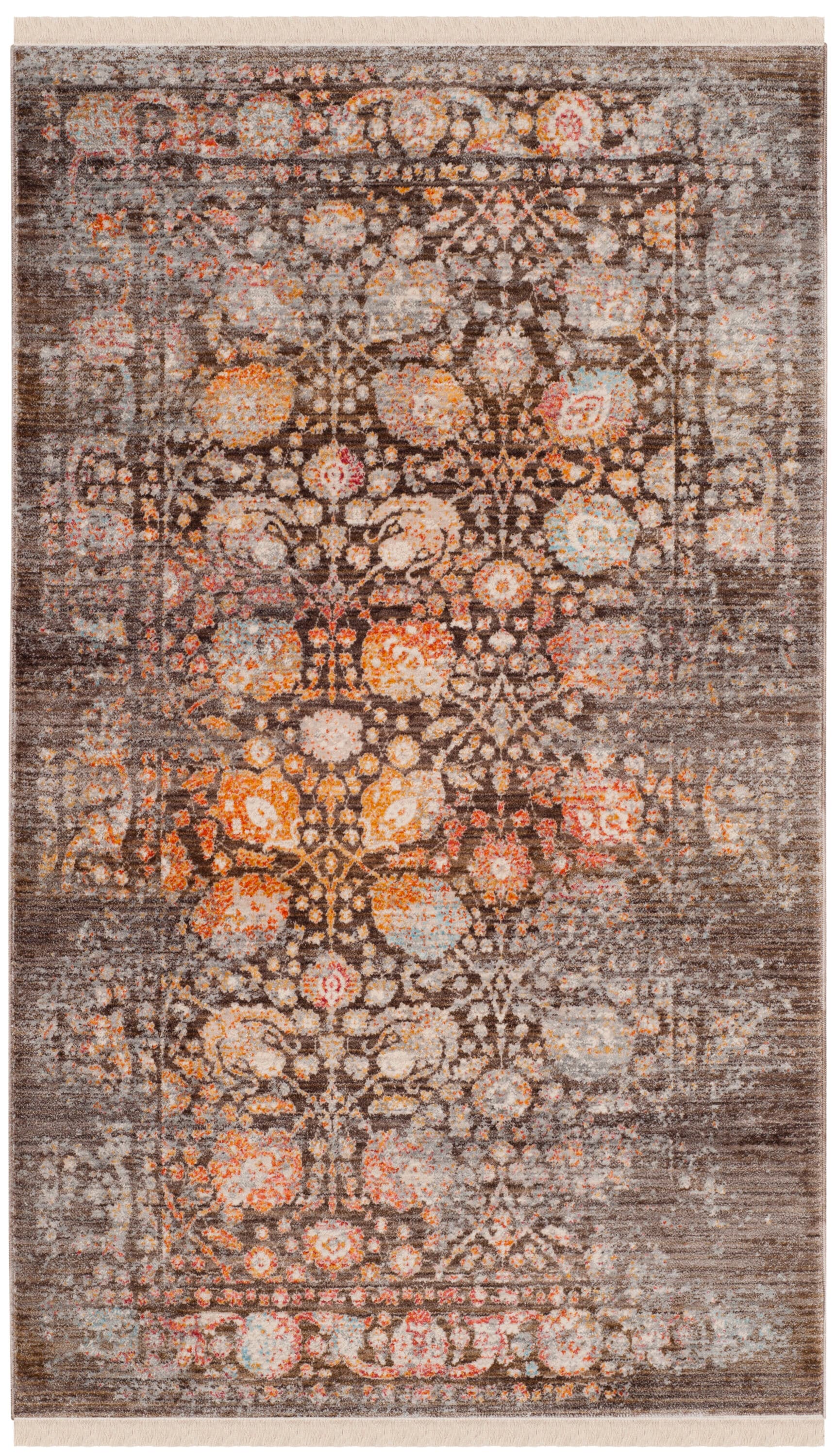 Vintage Persian Multicolor Floral Motif Rectangular Area Rug