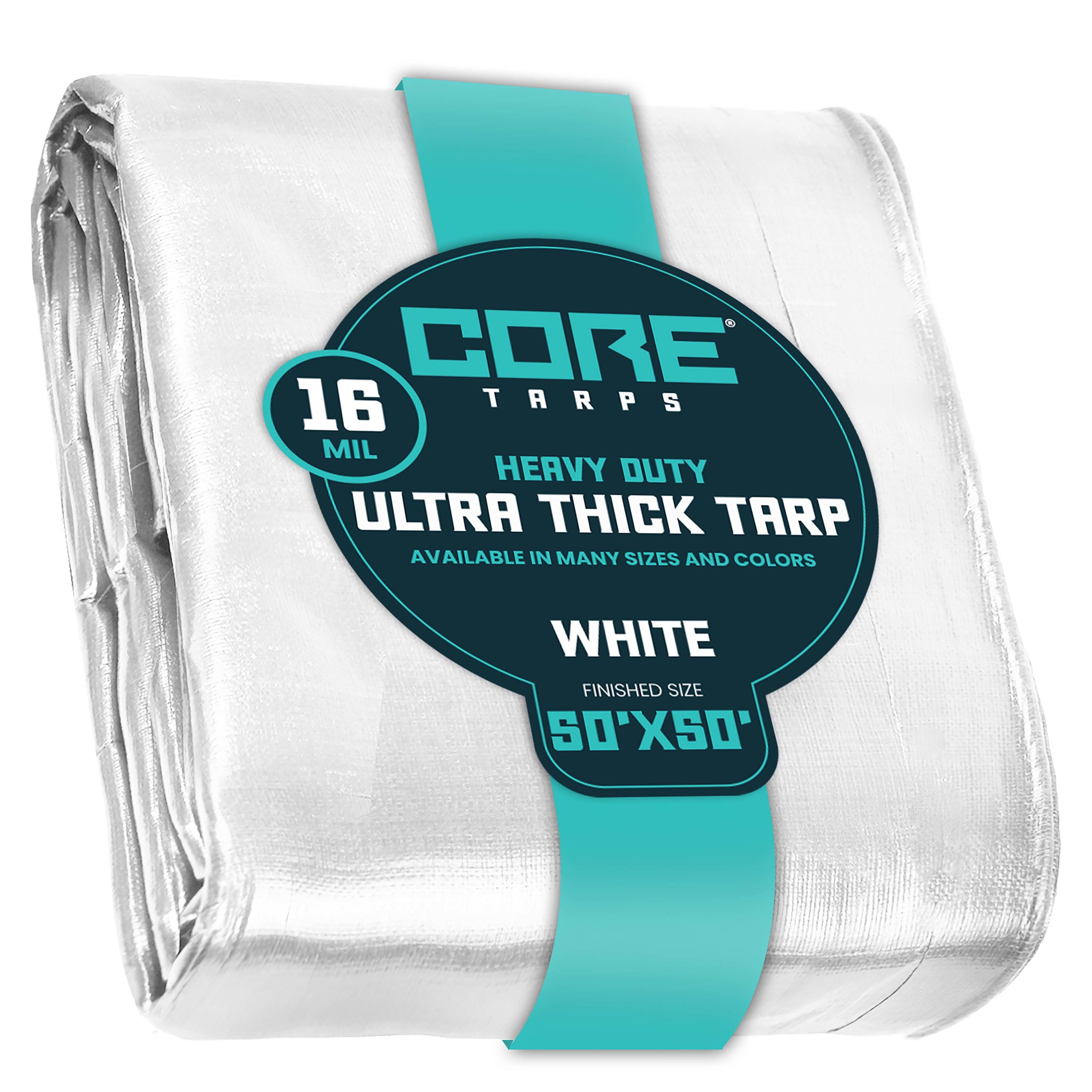 Core Tarps CT-304-50X50 50-ft x 50-ft White Waterproof Commercial Polyethylene 16-Mils Tarp