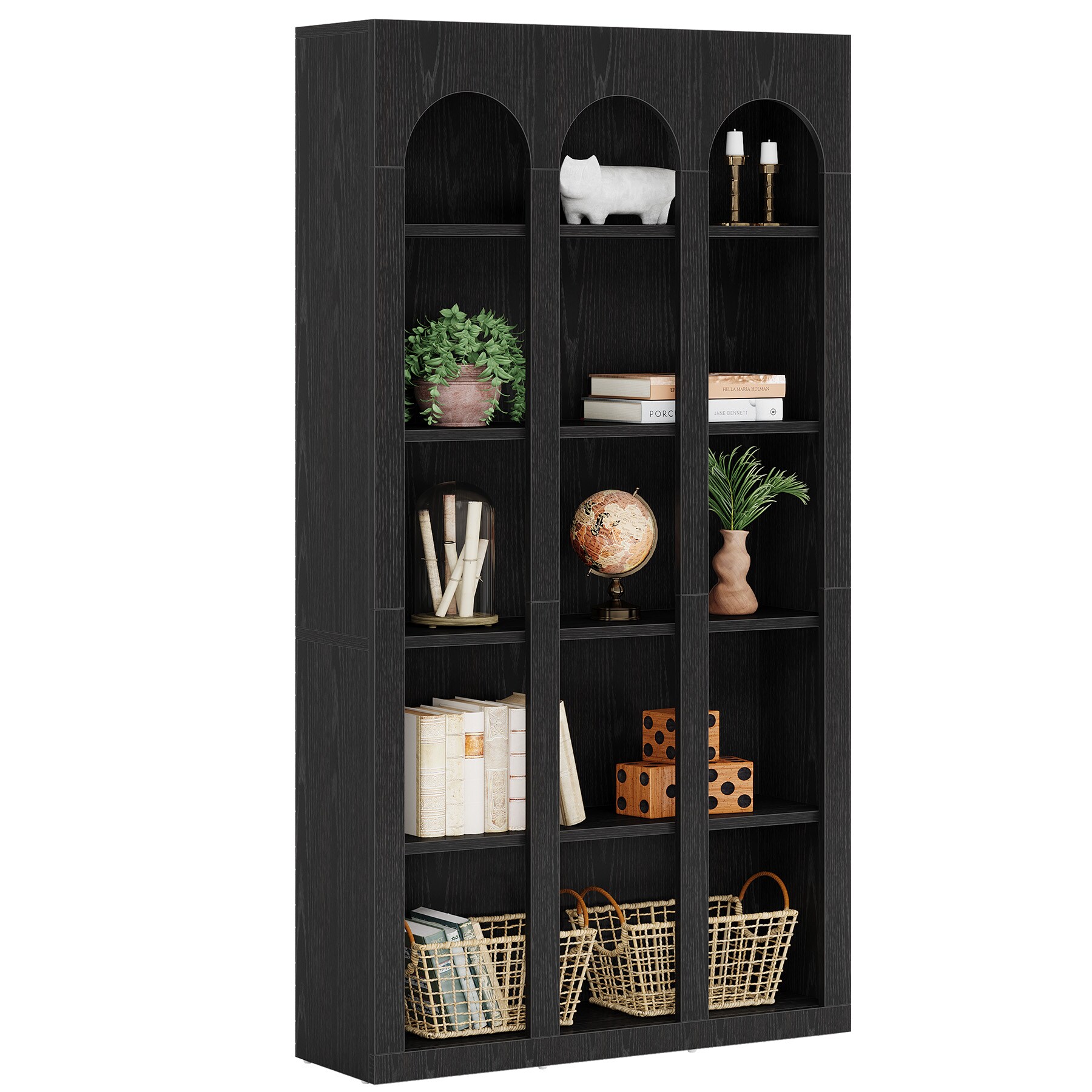 Tribesigns HOGA-JW0235 Black MDF 5 -Shelf Bookcase ( 39.37-in W x 70.86-in H x 11.81-in D ) Finished