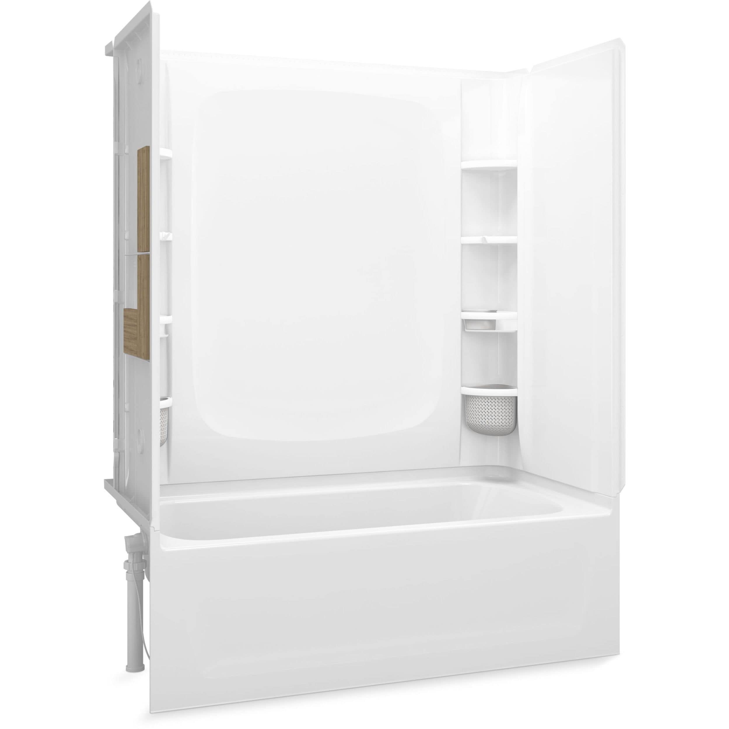 Sterling 71420116-0 33-Inches W x 60-Inches L x 78-Inches H White 4 -Piece Bathtub Shower Combination Kit (Left Drain) with Tub and Wall Included Drain Included