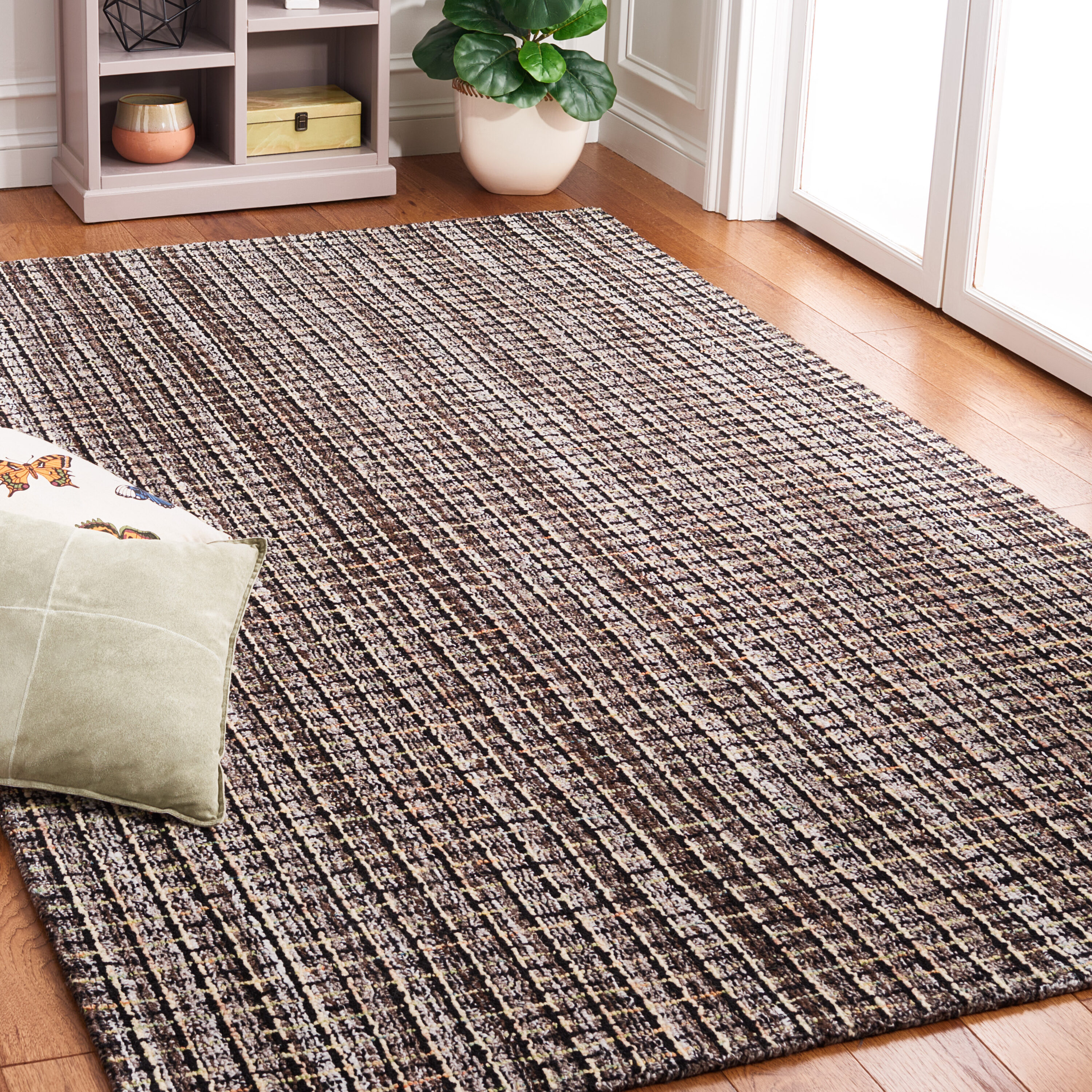  Abstract 491 Brown/Black Contemporary 4ft x 6ft Small Rectangle Rug