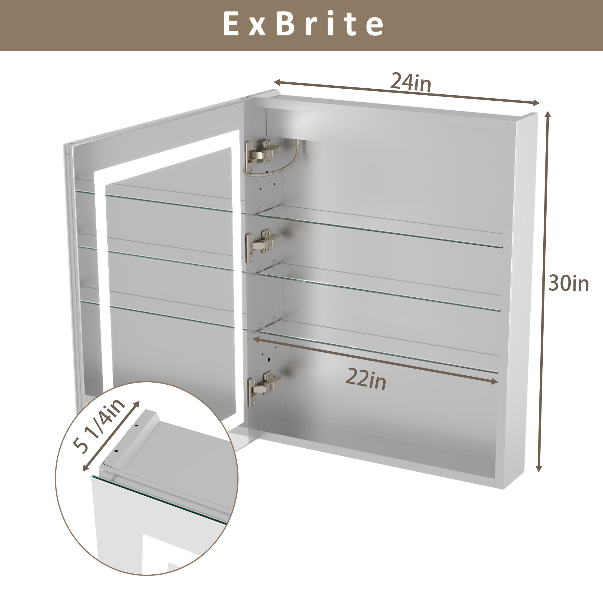 ExBrite DHMC2430V3L Bathroom-Medicine-Cabinets - View #3
