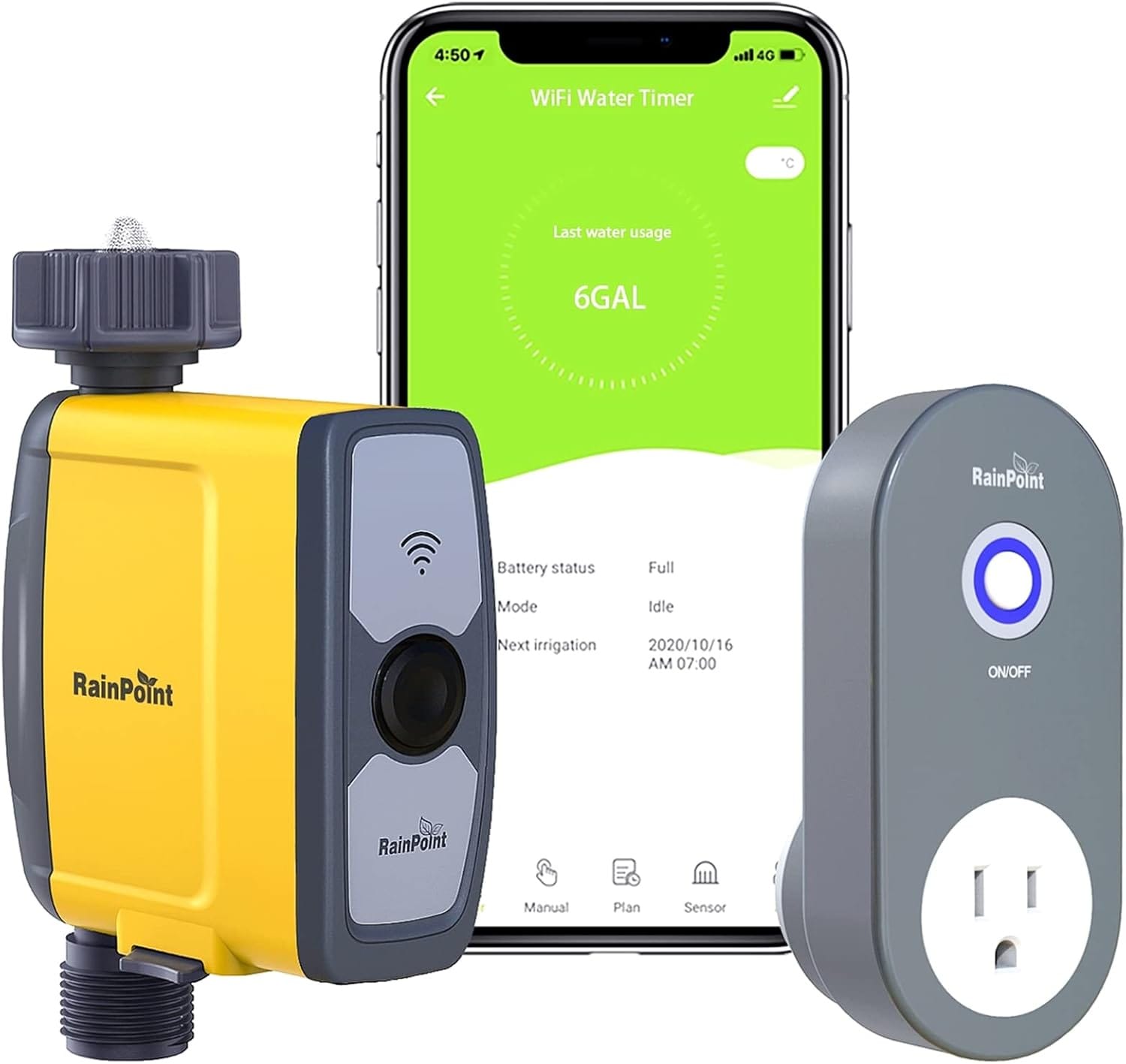 RainPoint TTV103WRF+TWG004WRF WiFi Sprinkler Timer – Smart Hose Watering System with APP and Voice Control