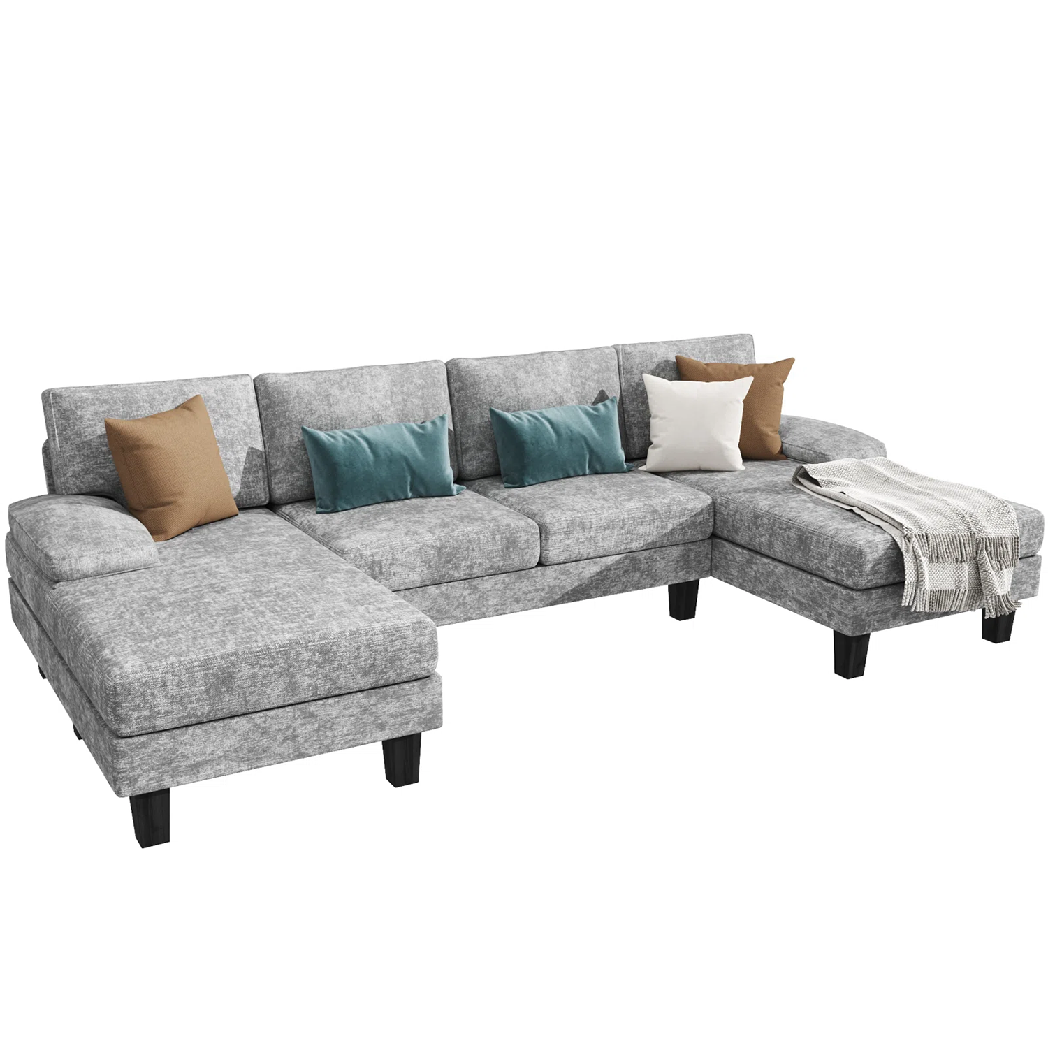 Modern Gray Chenille Sectional
