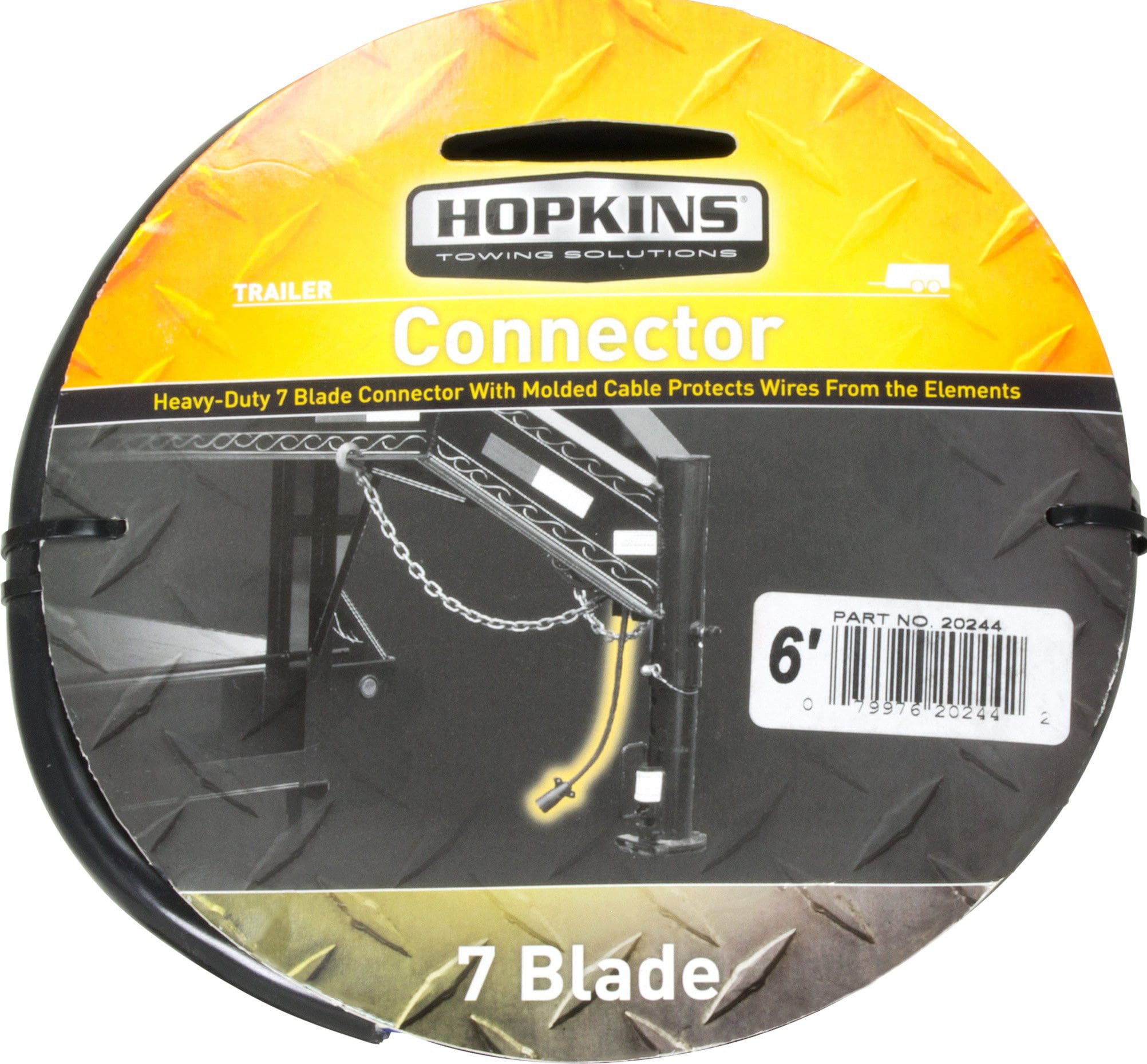 Hopkins 6 Ft Black RV Molded Cable for Full-Size Trucks, SUVs, and