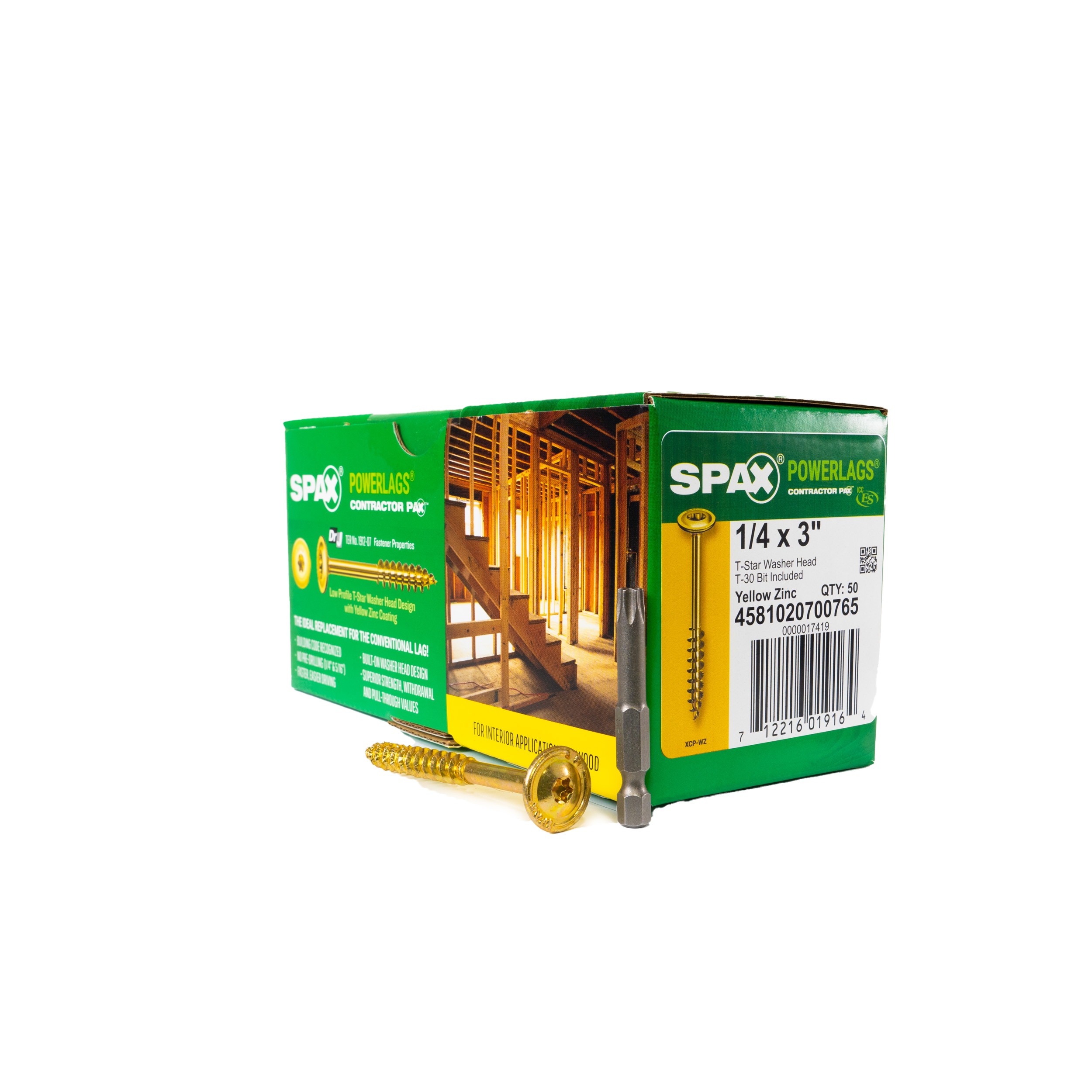 SPAX 4581020700765 1/4-in x 3-in Yellow/Gold Zinc-Plated Washer -Head Interior Structural wood screws 50 -Pack