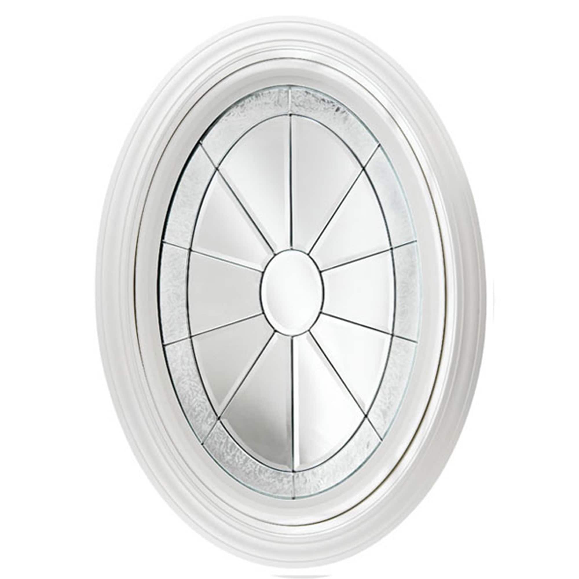 Hy-Lite DF2436RADIWHOVALNK Radiance Decorative Glass 23-1/2-in x 35-1/2-in White Oval Accent Window with Grids