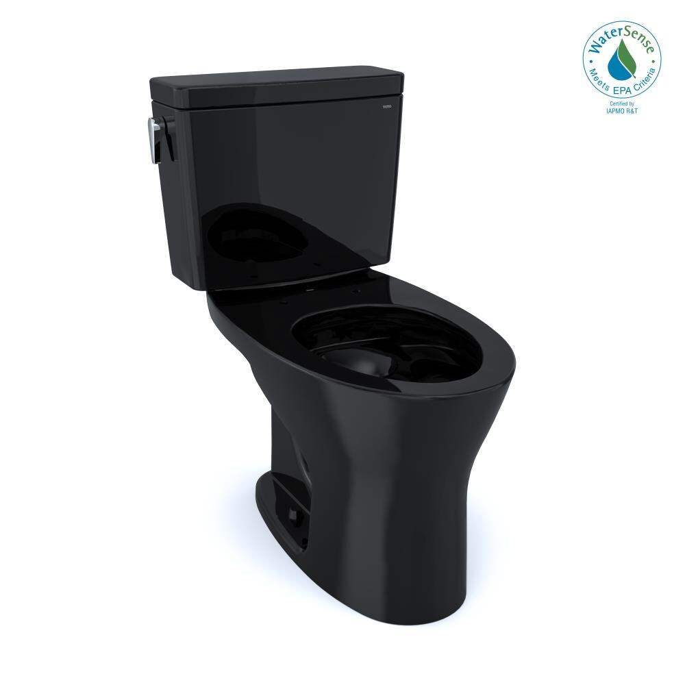 Project Source Danville Black Elongated Chair Height 2-piece WaterSense  Toilet 12-in Rough-In 1.28-GPF in the Toilets department at