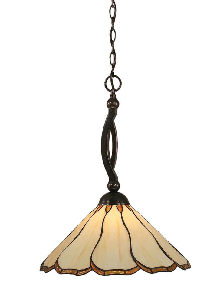 Divina Black Copper Traditional Stained Glass Bowl Pendant Light in the ...