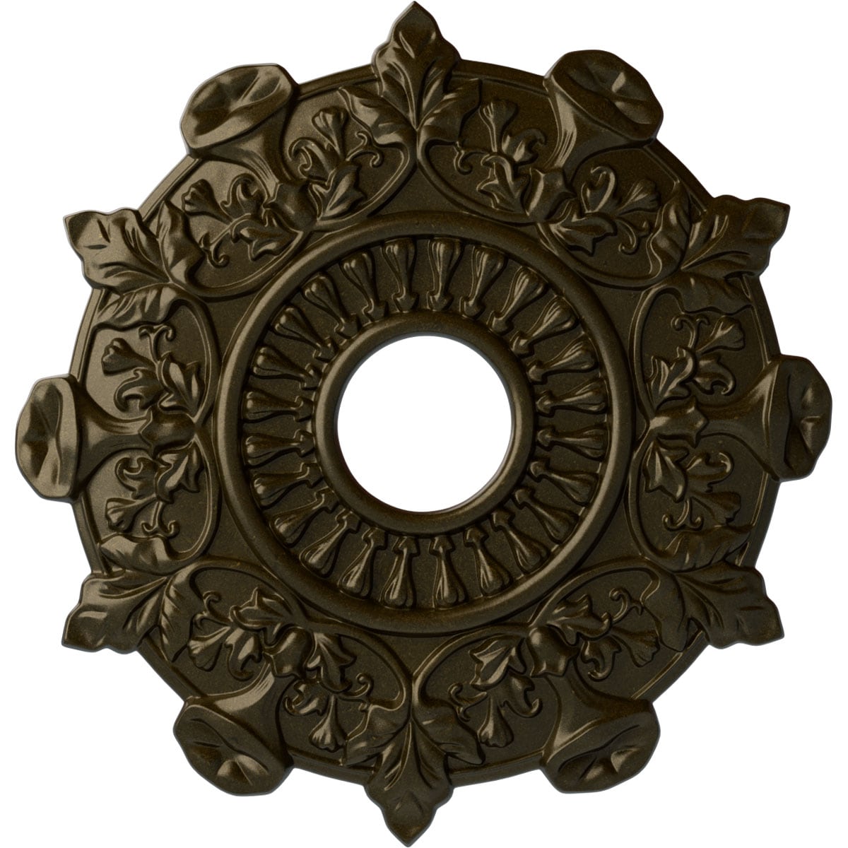 Ekena Millwork CM17PRGGS Preston 17.5-in W x 17.5-in L Painted Green Gold Polyurethane Whole Ceiling Medallion