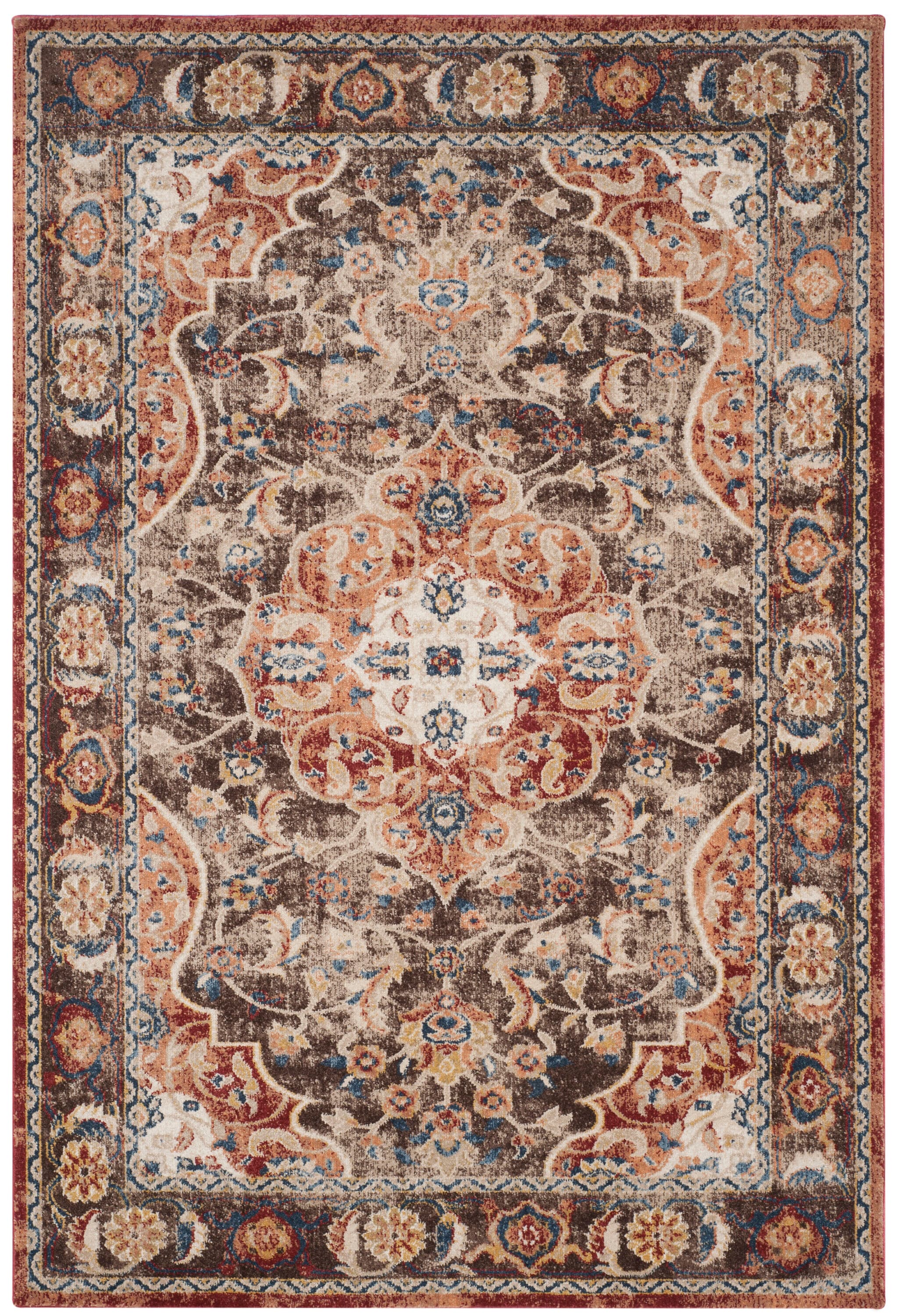 Reversible Rectangular Blue Synthetic 4' x 6' Stain-Resistant Rug