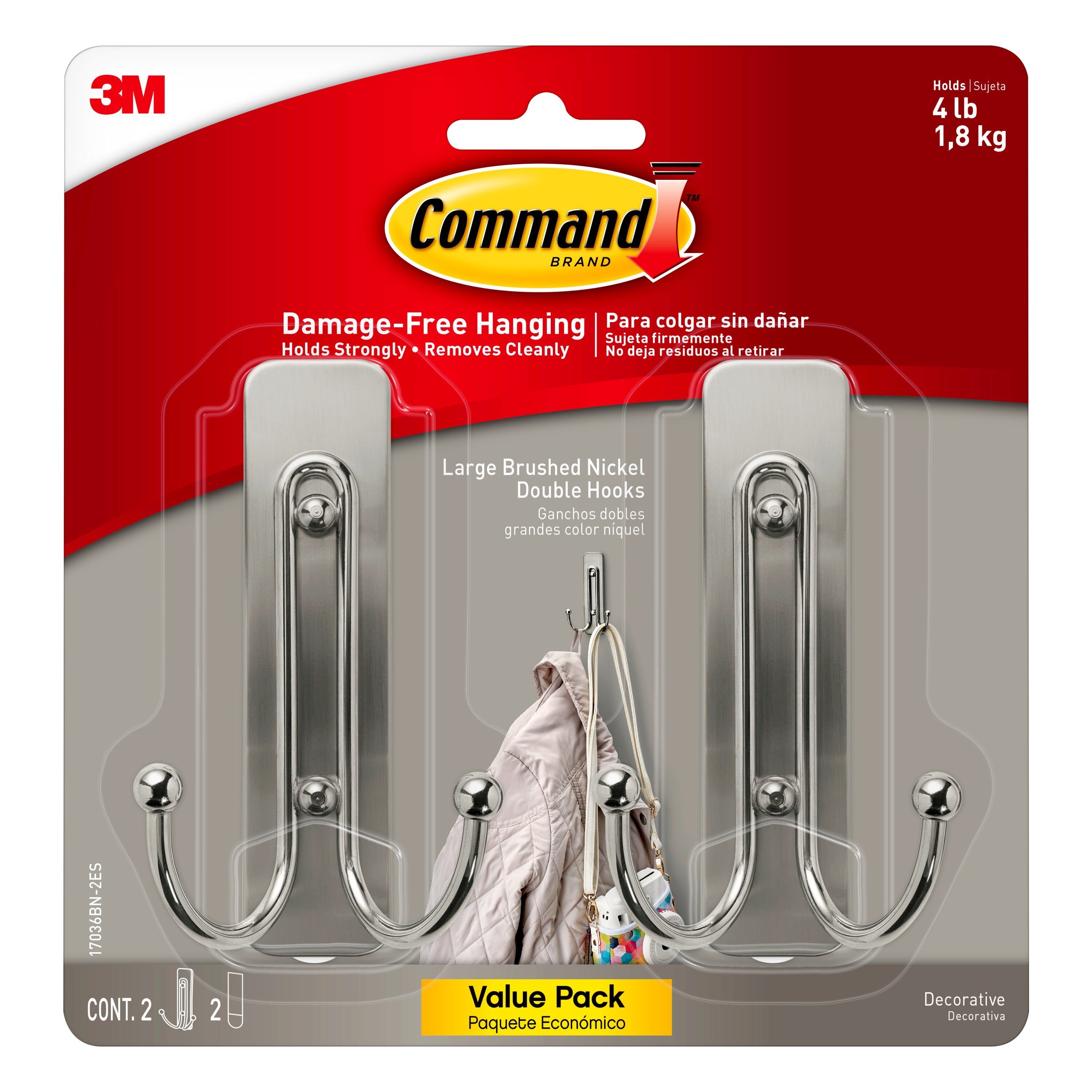 3M Command Curtain Rod Hooks, 2 Strips, 17053bn-2es in the Picture Hangers  department at
