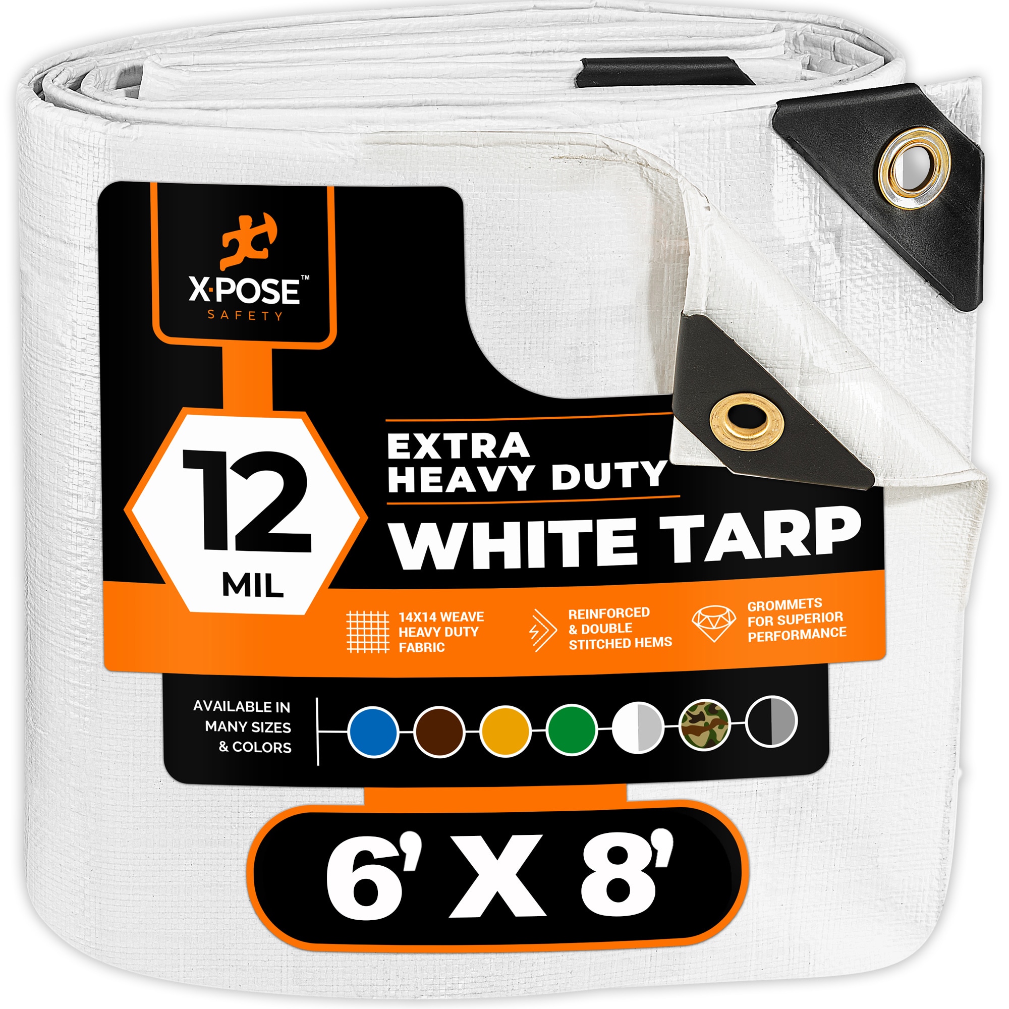 XPOSE SAFETY WHD-68-X-N 6-ft x 8-ft White Waterproof Commercial Polyethylene 12-mil Tarp