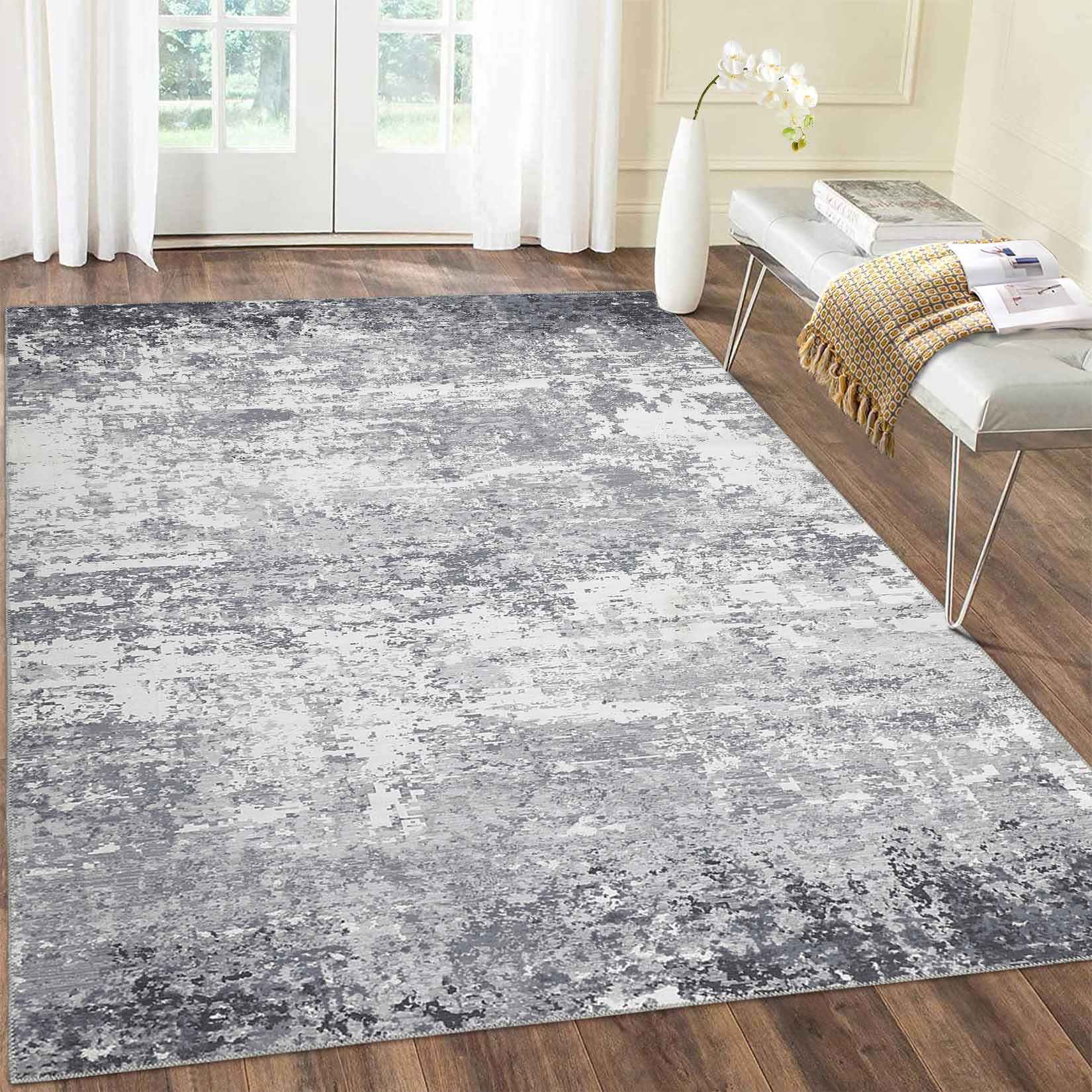 Garvee YXY-LO-PHO-134ZSBCC 4 x 6 (ft) Loomed Gray Rectangular Indoor/Outdoor Abstract Mid-Century Modern Machine washable Area rug