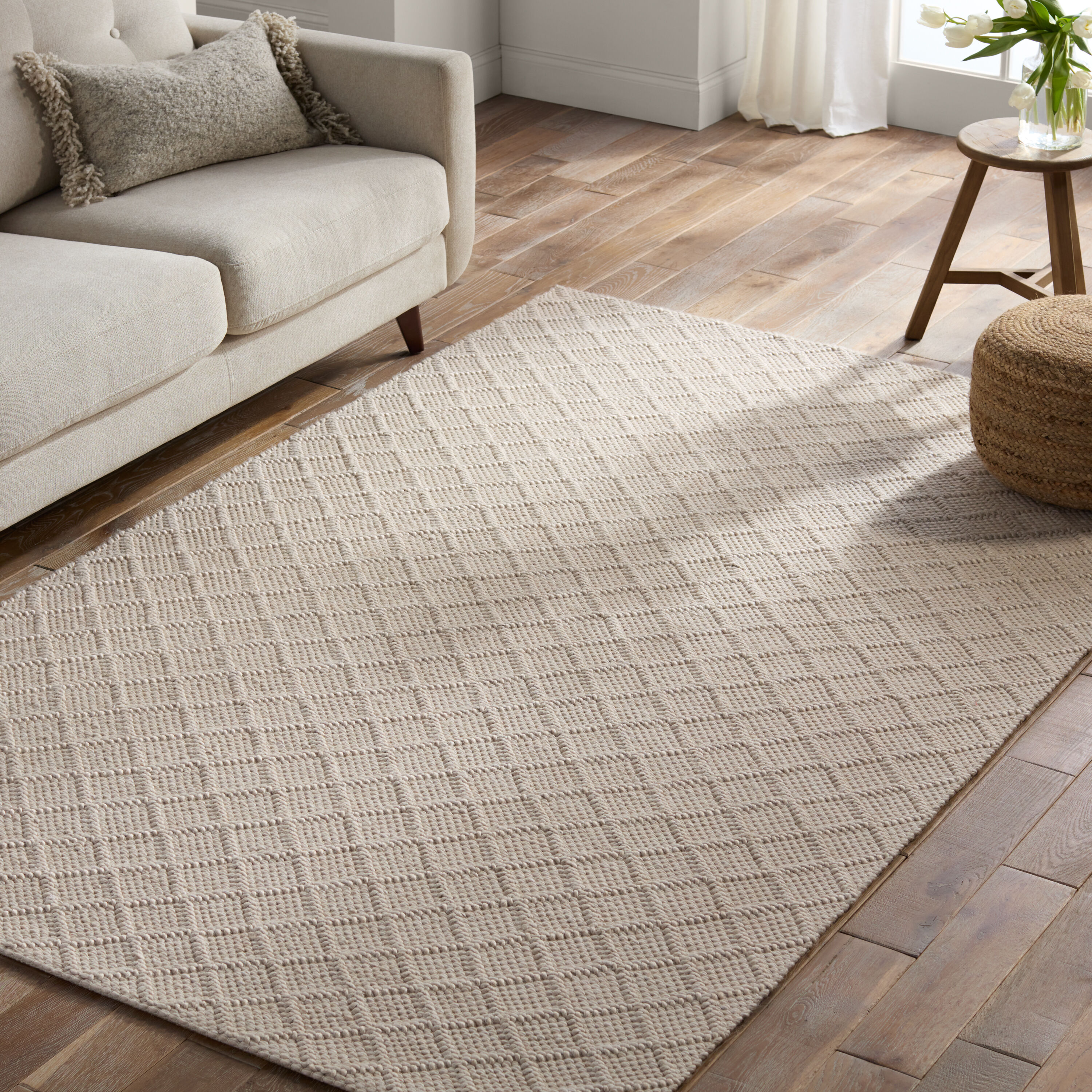 Jaipur Living BRG159328 Kira 9 x 12 (ft) Woven Wool Beige Rectangular Indoor Trellis Area rug