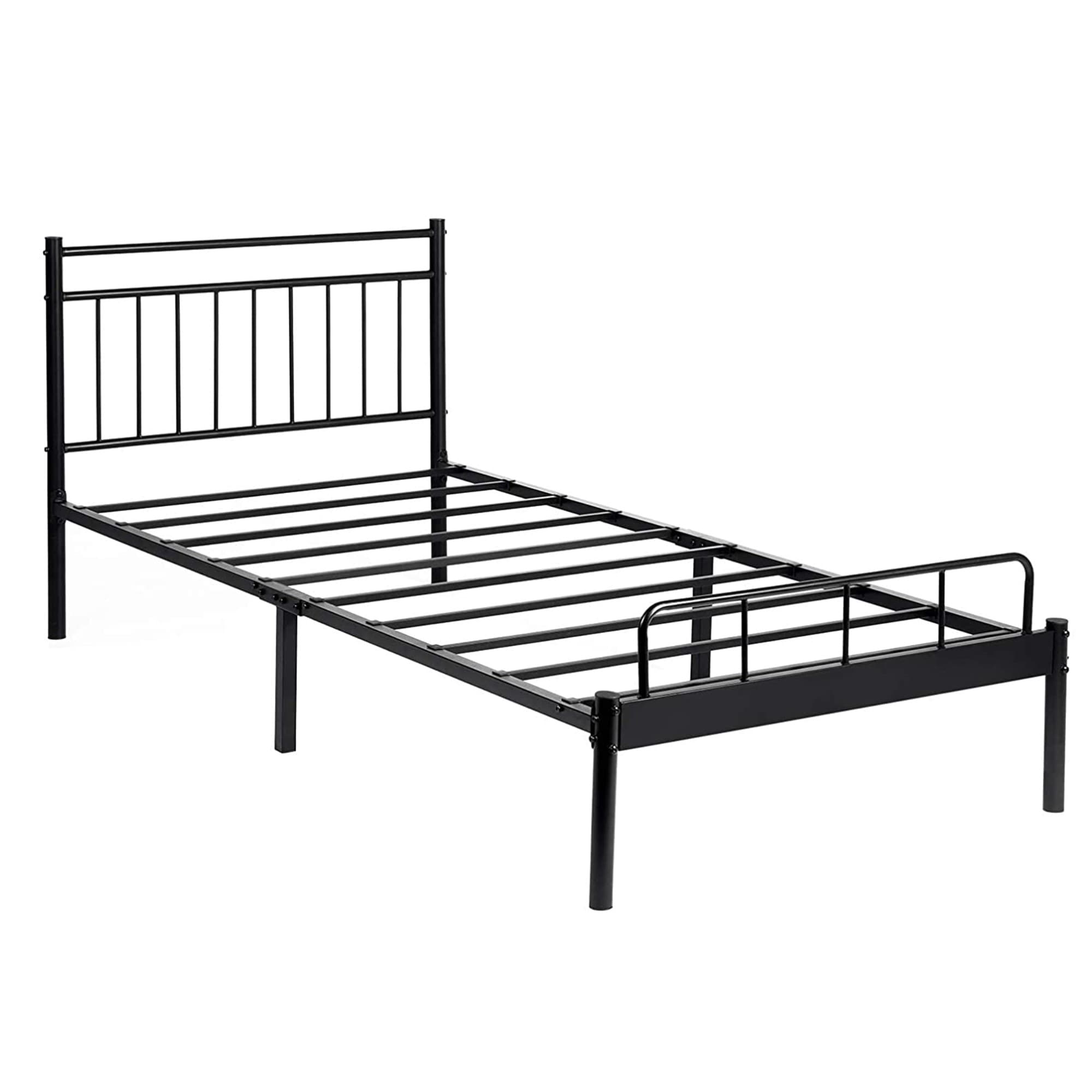 Clihome Twin Size Black Frame Metal Bed With Large Storage Space Under ...