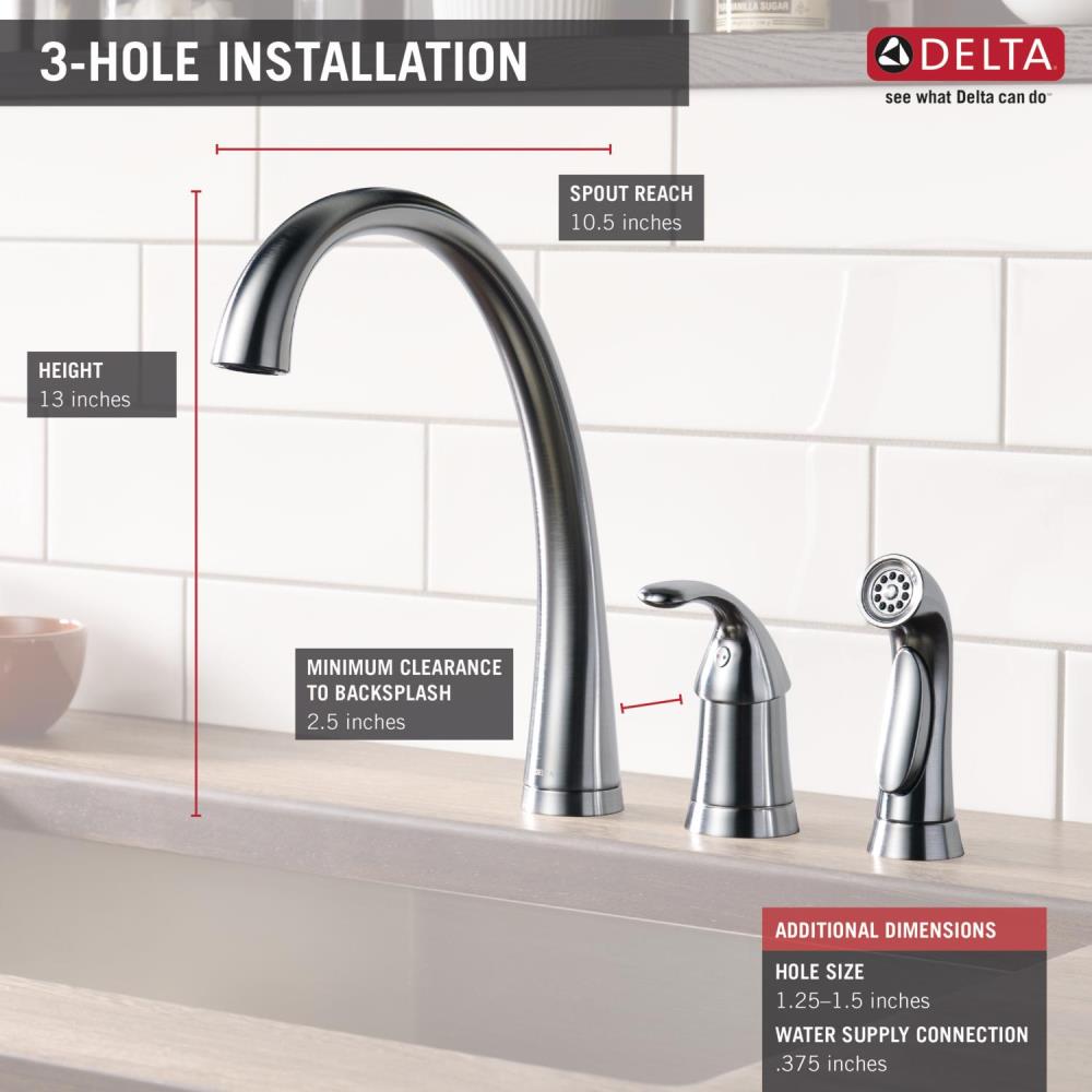 1-handle Pilar Delta Kitchen High-arc at Stainless Handle Deck-mount Arctic Faucet