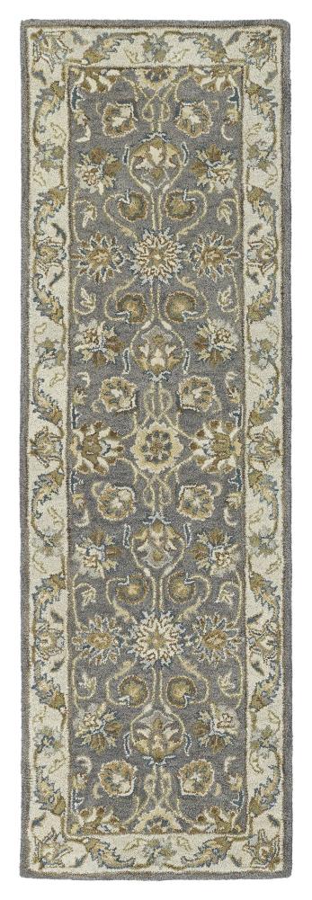 Kaleen Solomon 3 X 8 Wool Pewter Floral Botanical Oriental Runner In 