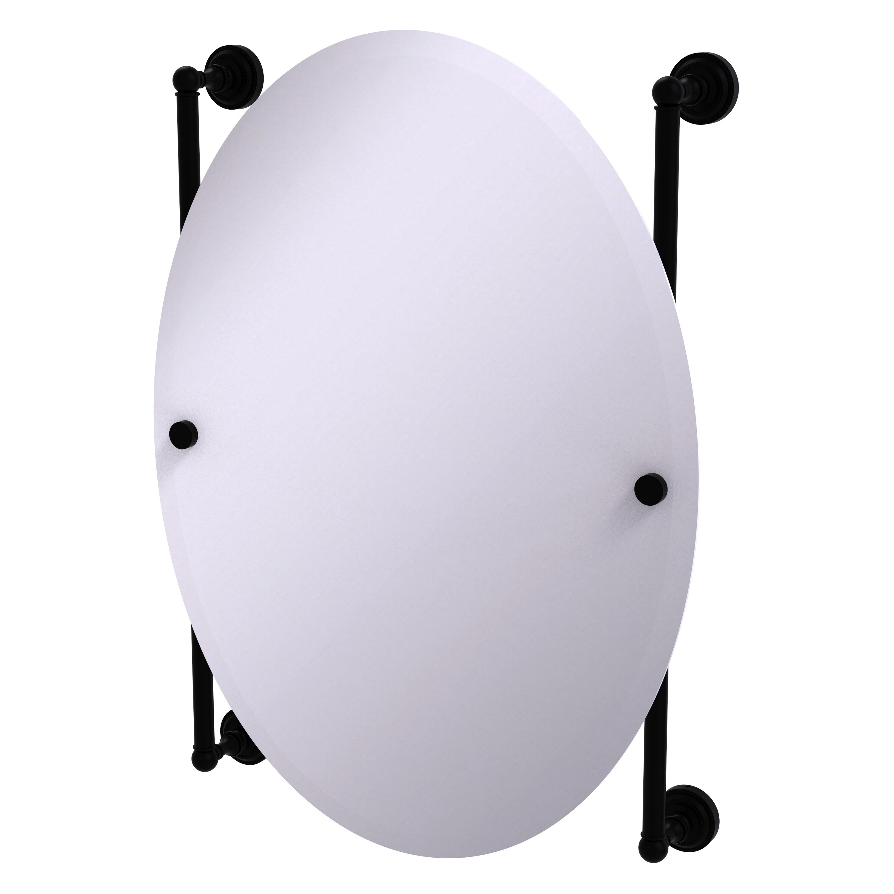 Allied Brass DT-27-91-BKM Dottingham 21-Inches x 29-Inches Beveled Frameless Oval Bathroom Vanity Mirror ( Matte Black )