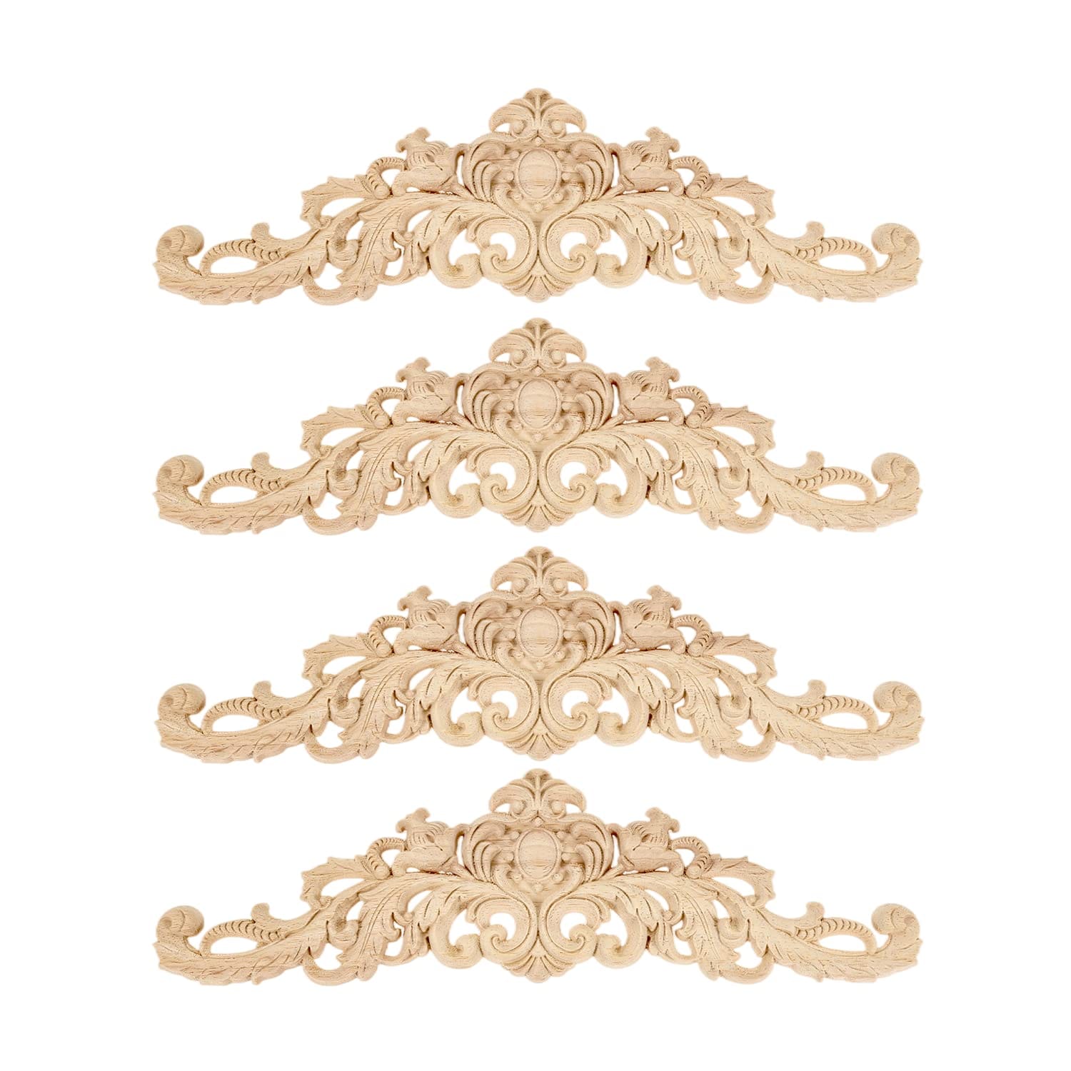 Aoibox  4 Pack Unpainted Rubber Wood Carved Corner Appliques and Onlays 15 75 x 4 33 Inch Decorative Trim