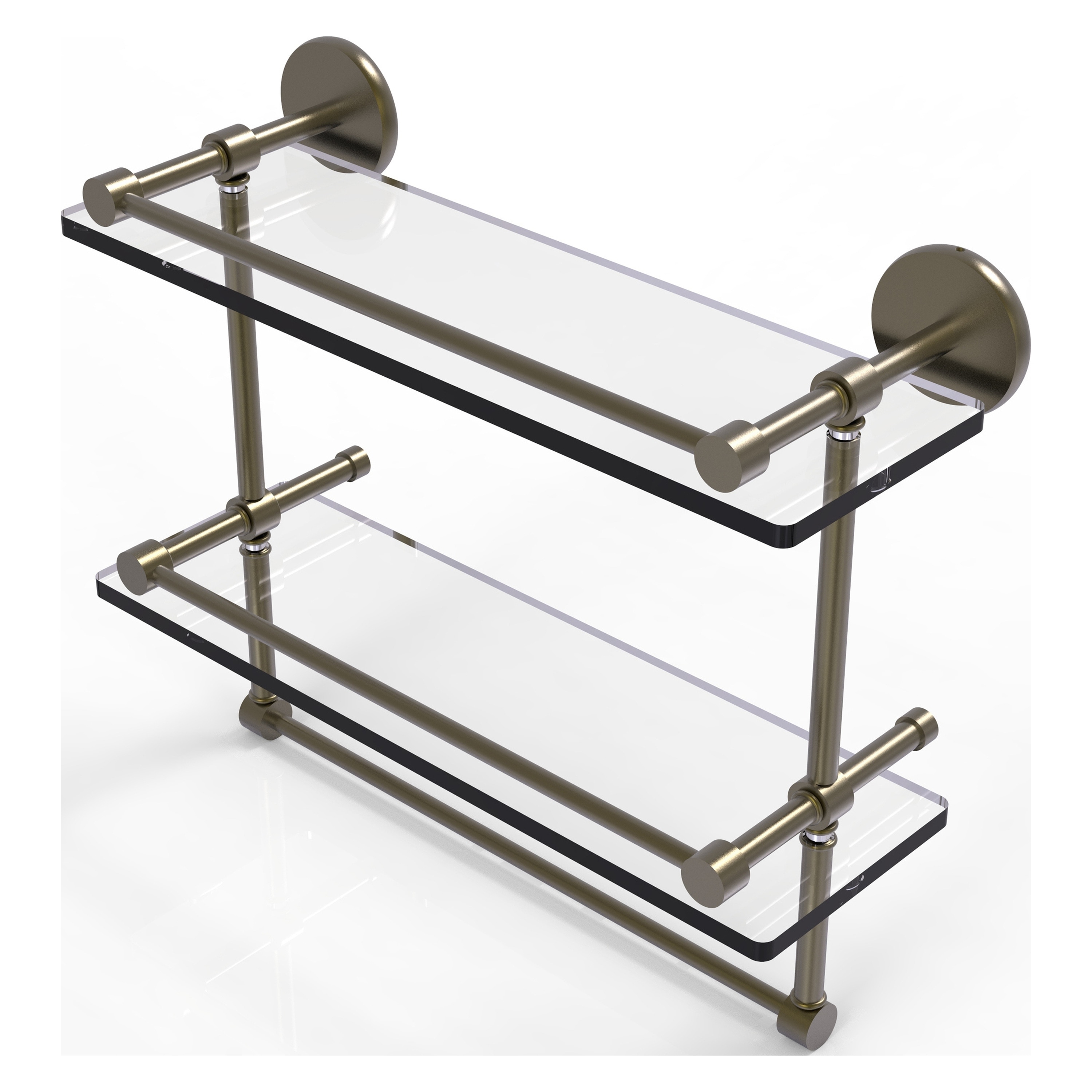 Allied Brass P1000-2TB/16-GAL-ABR Prestige Skyline Antique Brass 2 -Tier Wall mount Bathroom Shelf ( 16-in x 12-in x 5-in )