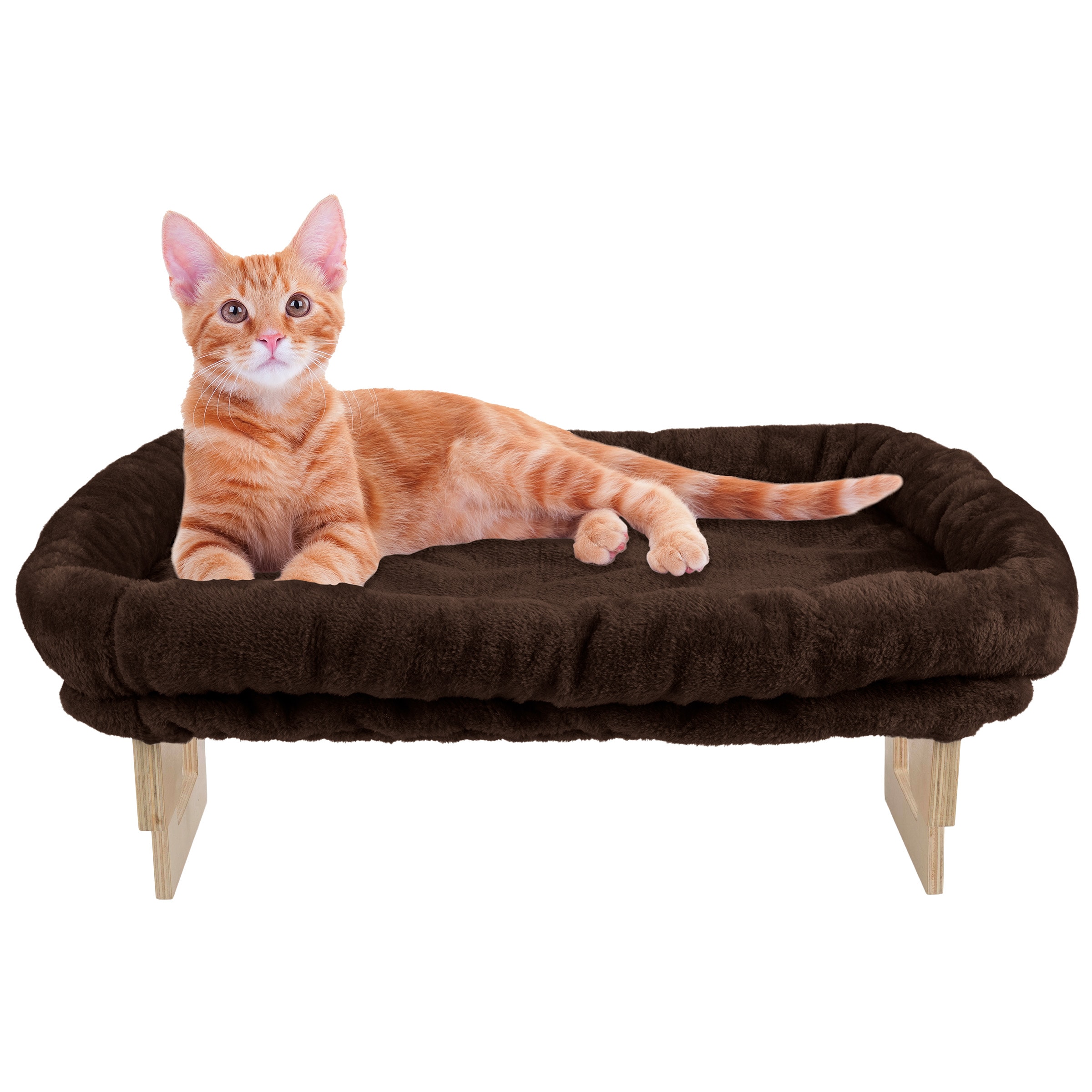 PETMAKER PET6367 Cat Bed for Window Sill - Cat Window Perch with Bolster (Brown)
