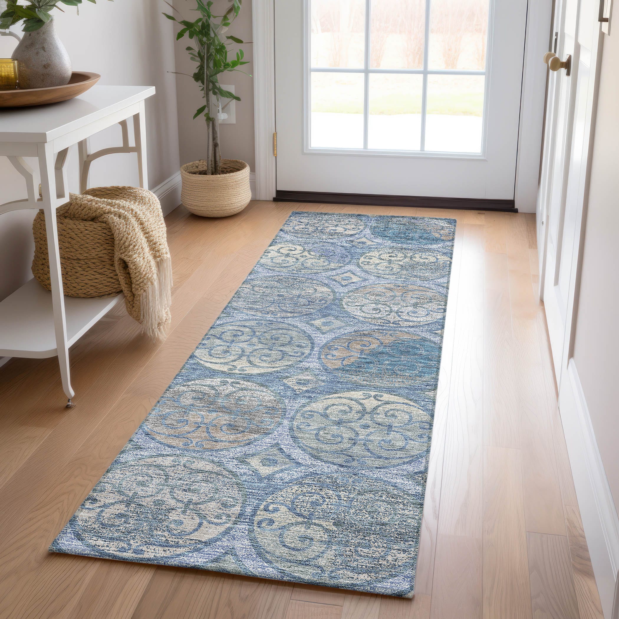 Addison Rugs ACN738BU2X8 Chantille ACN738BU 2 x 7 (ft) Polyester Blue Rectangular Indoor/Outdoor Geometric Machine washable Area rug