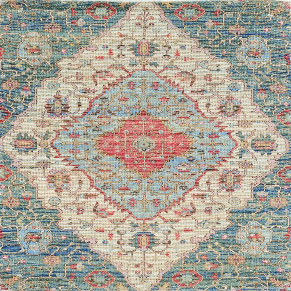 HomeRoots 353627 Bernadette 3 X 5 (ft) Jute Blue and Beige Indoor Distressed/Overdyed Area Rug