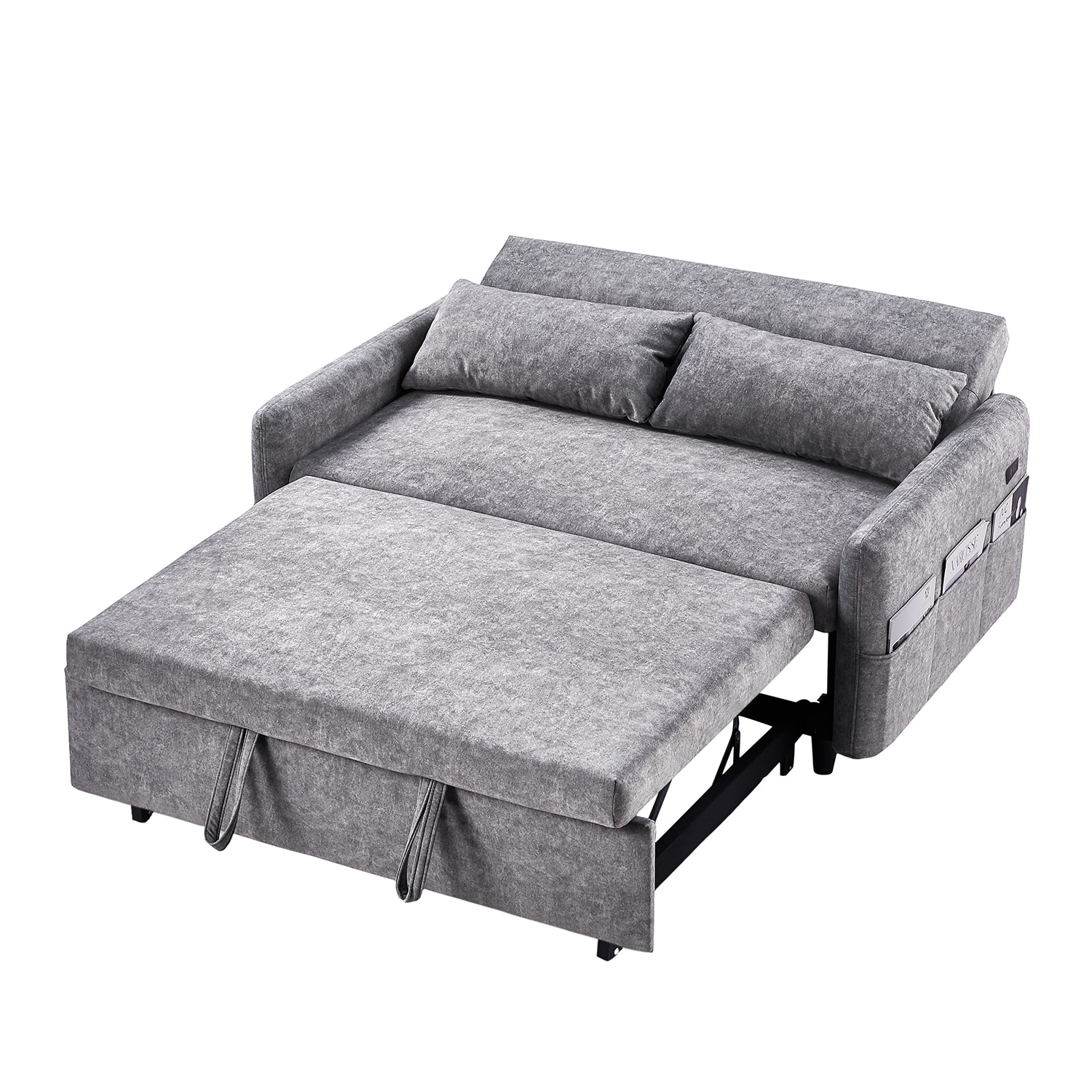 Bybafun YA3700385 55.1-Inches Modern Gray Microfiber Reclining Sleeper