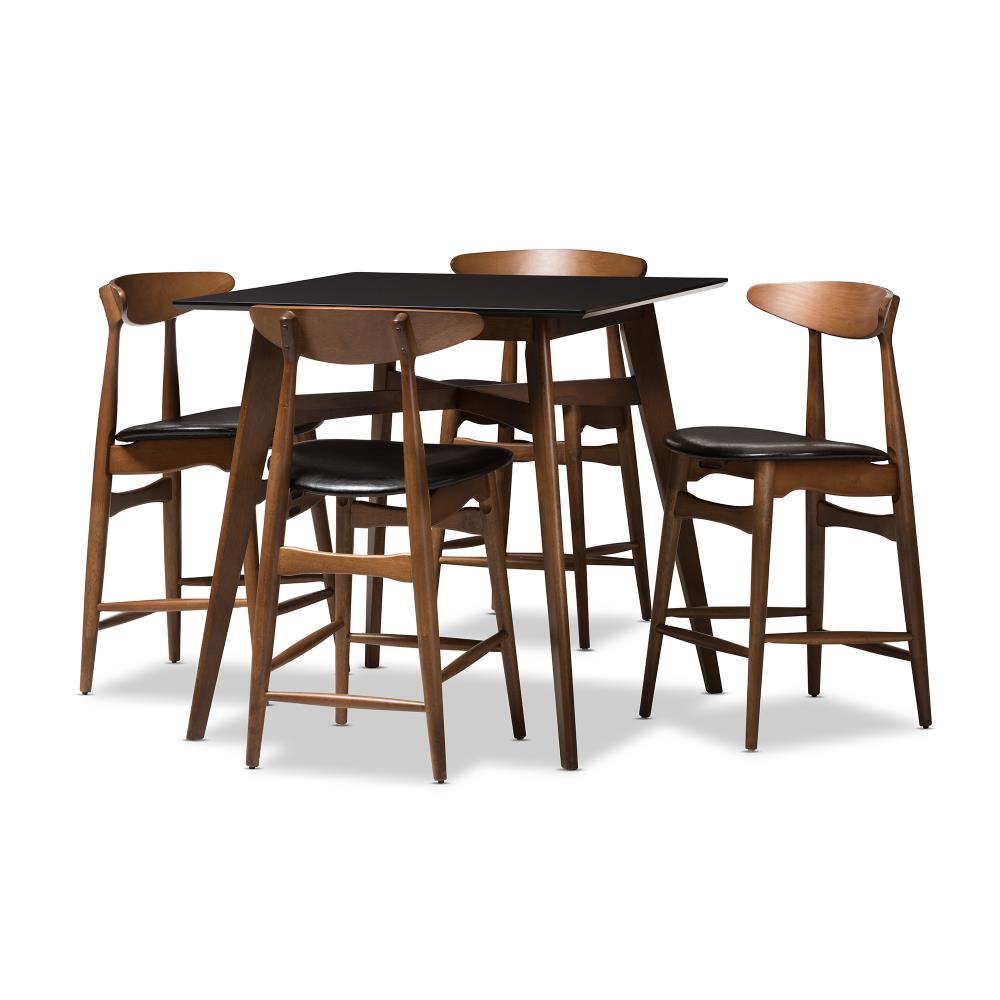 Baxton Studio Flora Black Contemporary Modern Dining Room Set with