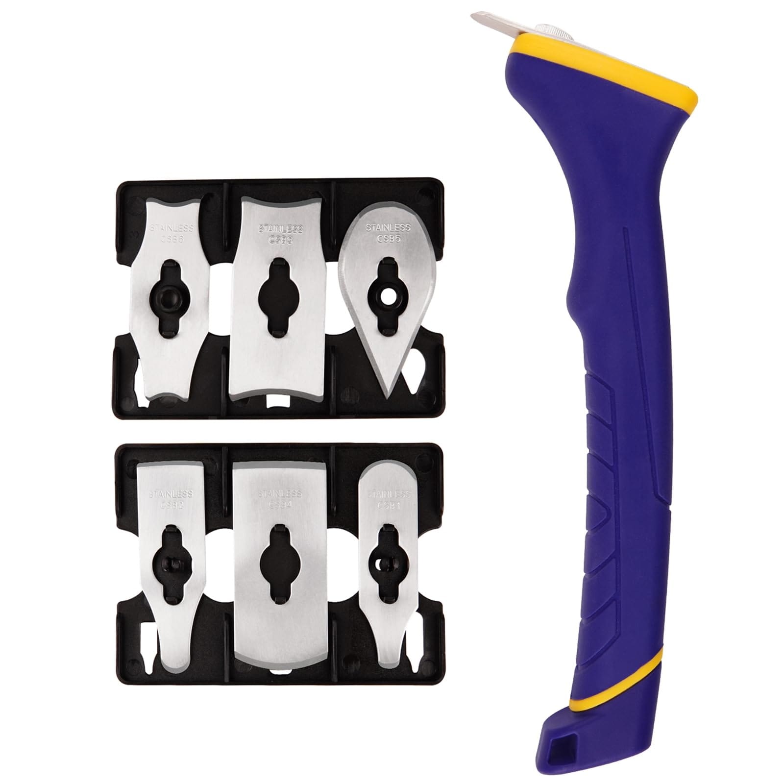 Phyfalip  Soft Grip Contour Paint Scraper Set Stainless Steel Blades for Removing Paint Varnish Putty Caulk or Rust on Rounded Wood Surfaces 6pcs