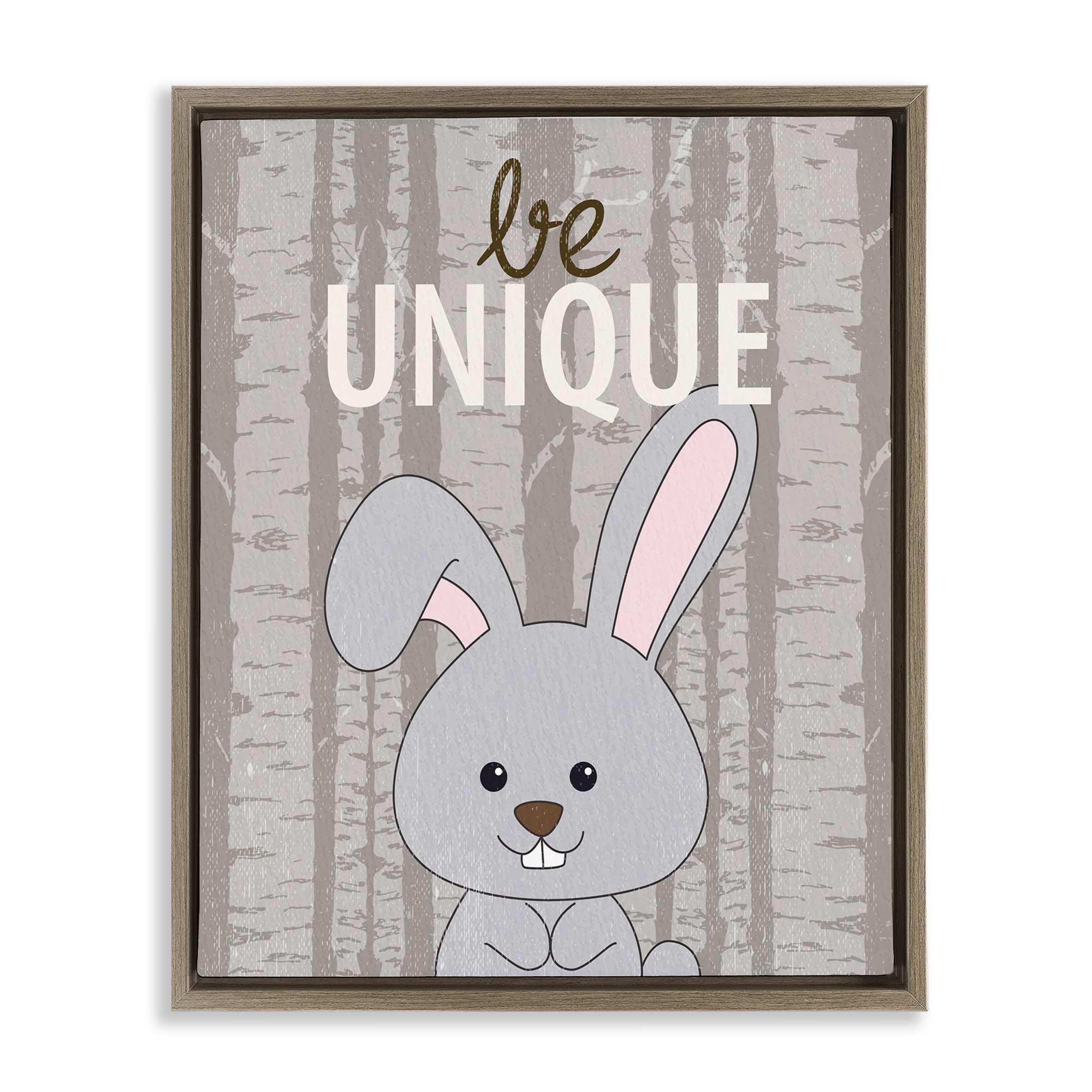 Stupell Industries BS-040-FFE-16X20 Be Unique Woodland Bunny Brown Framed Floater Canvas Wall Art By Kim Allen 17 x 21