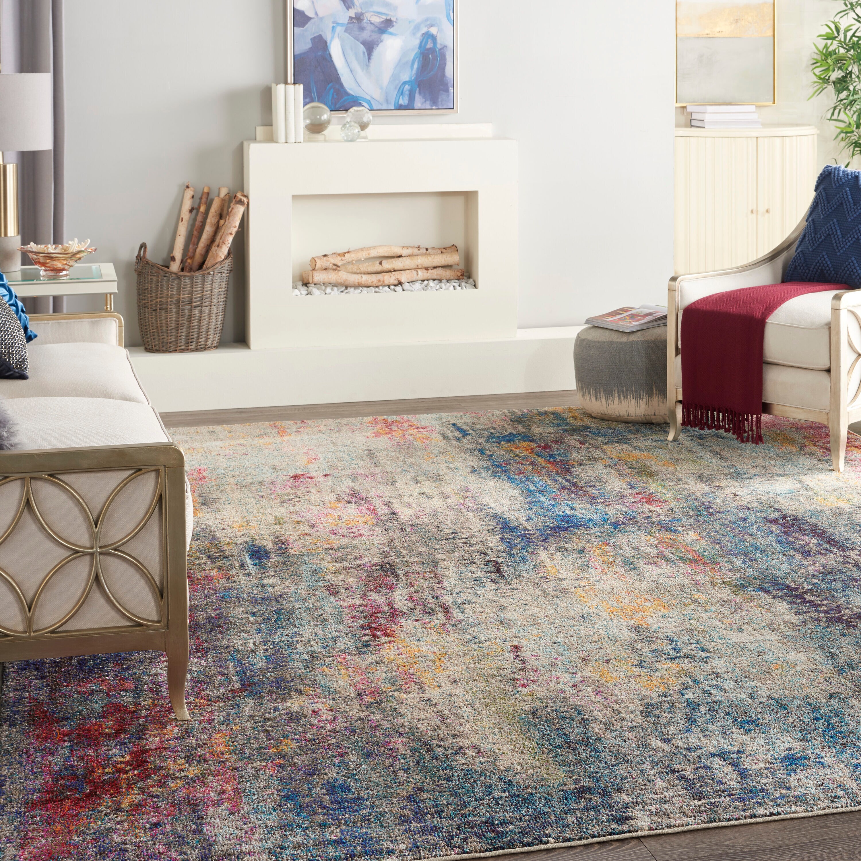 Nourison 99446816139 Celestial 9 x 12 (ft) Loomed Polypropylene Multicolor Rectangular Indoor Abstract Area rug