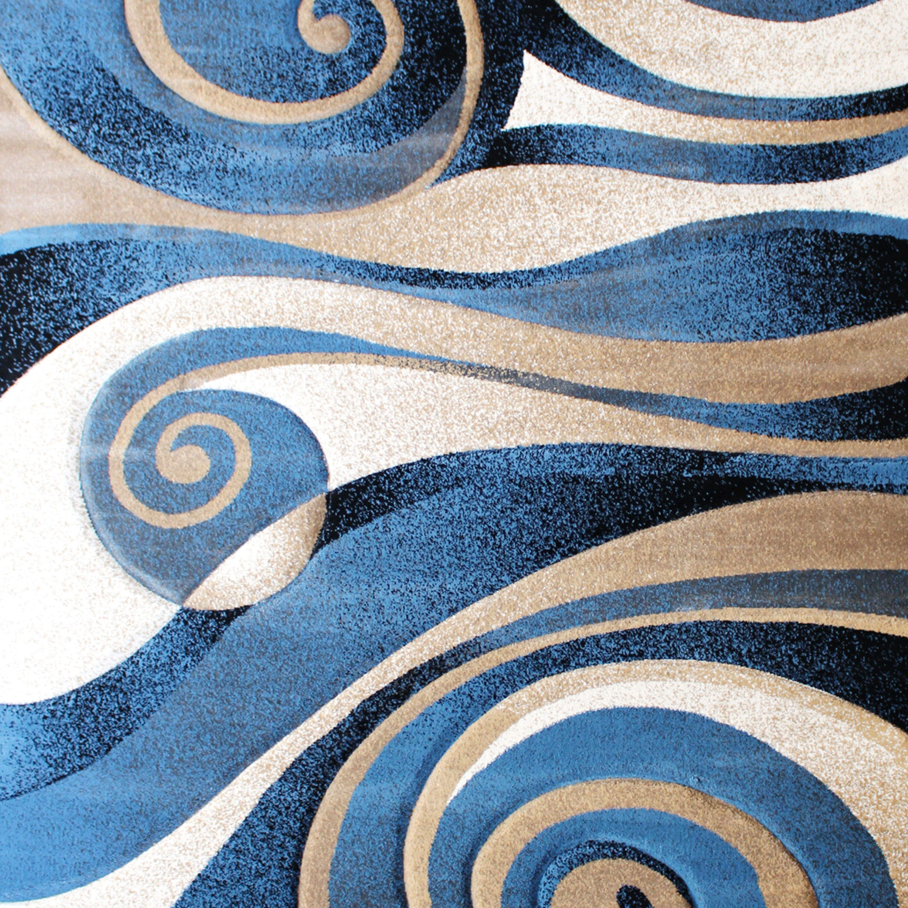 Flash Furniture Modern High-Low Pile Swirled 5' x 7' Turquoise Area Rug - Olefin Accent Rug